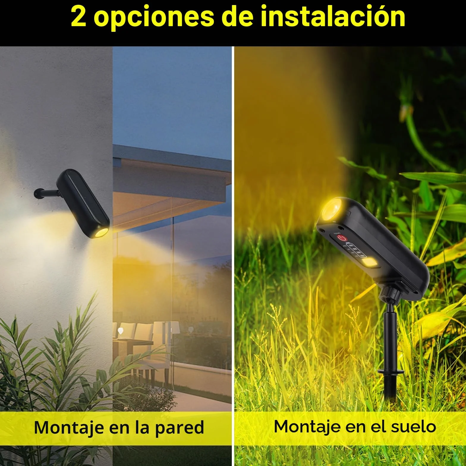 T-SUN 4 Piezas Luces Solares Exterior 3000K IP65 Impermeable 360° Ajustable