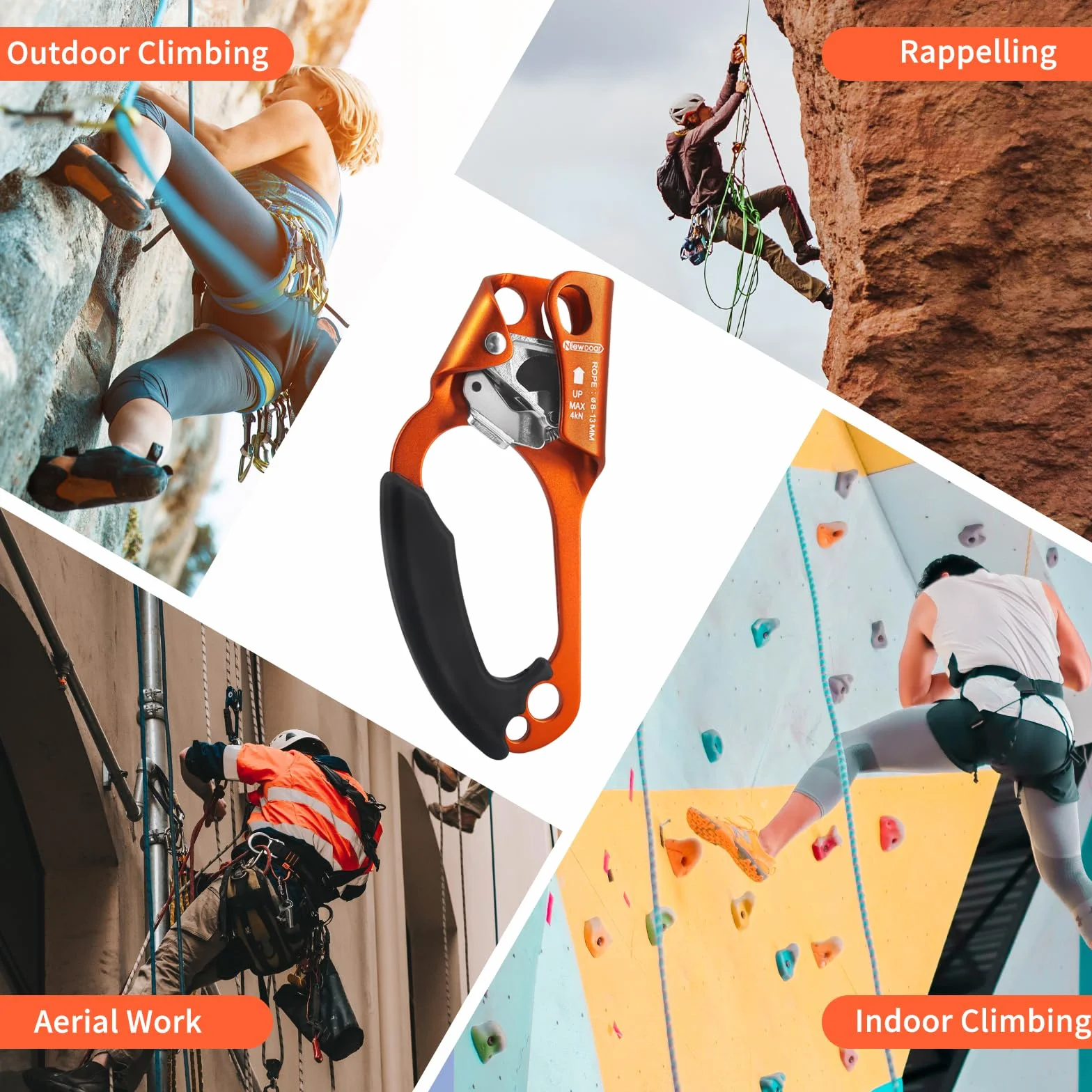 NewDoar Hand Ascender Rock Climbing Tree Arborist Rappel Gear 8~12MM