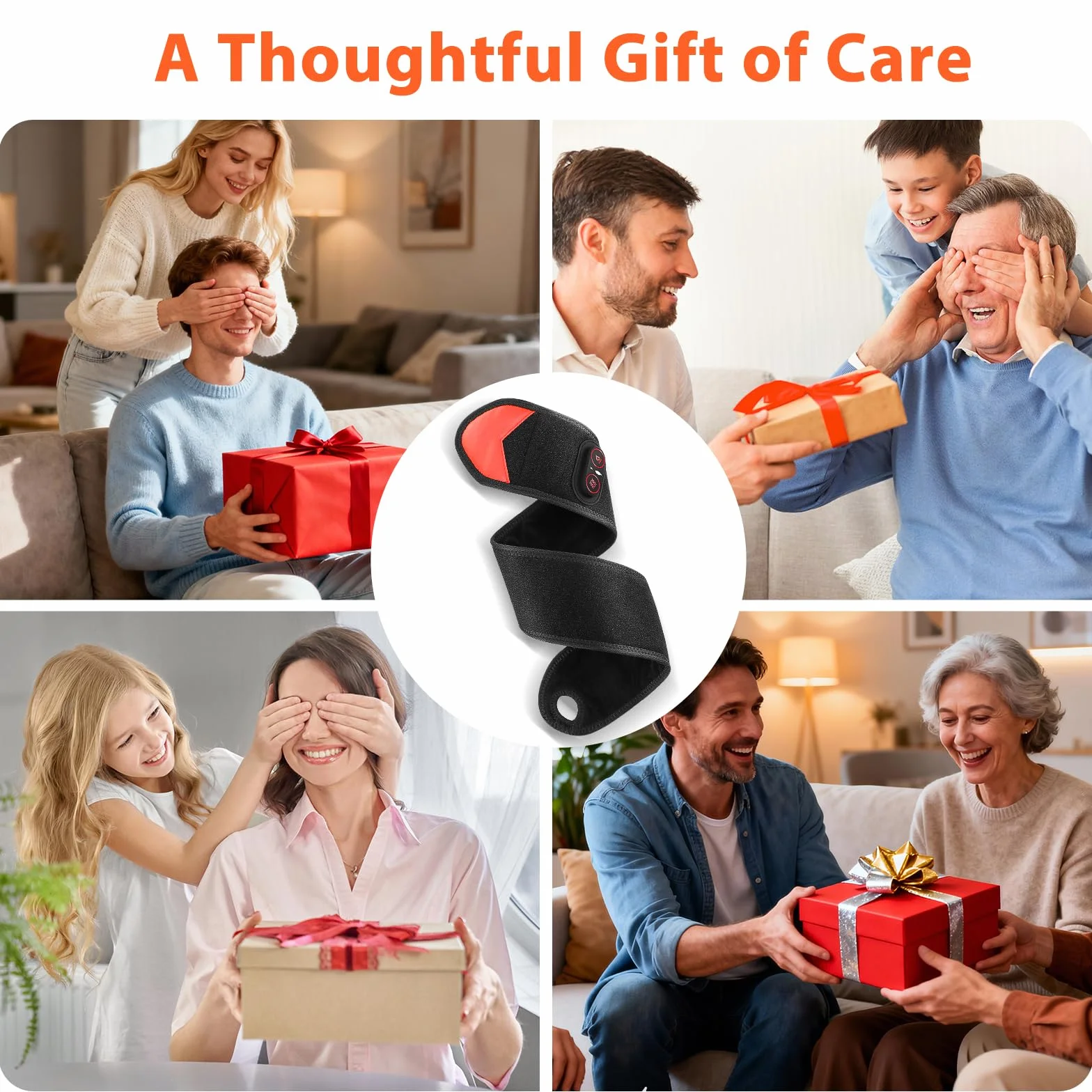 Almohadilla Térmica Para Muñeca Inalámbrica Con Vibración, Soporte Térmico Para Muñeca Portátil Con Luz Roja 660nm, 3 Niveles De Calor, 3 Modos De Vibración, Batería Integrada 3000mAh, Longitud 69cm