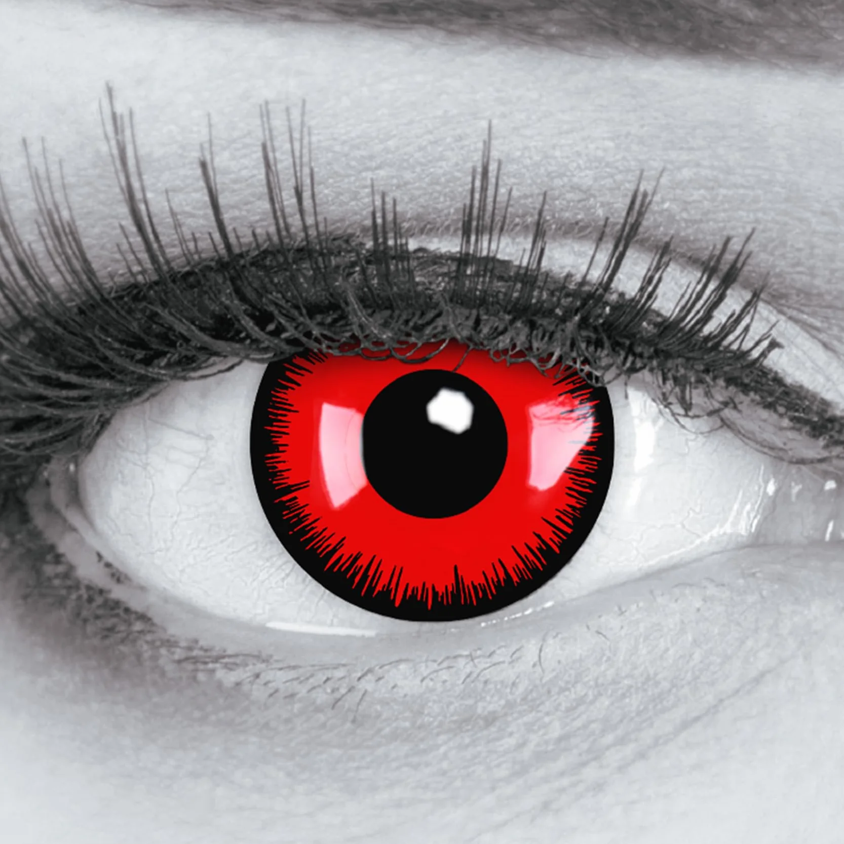 Lentillas de color rojo negro Red Lunatic 1 par, sin graduación, cómodas para Halloween, cosplay