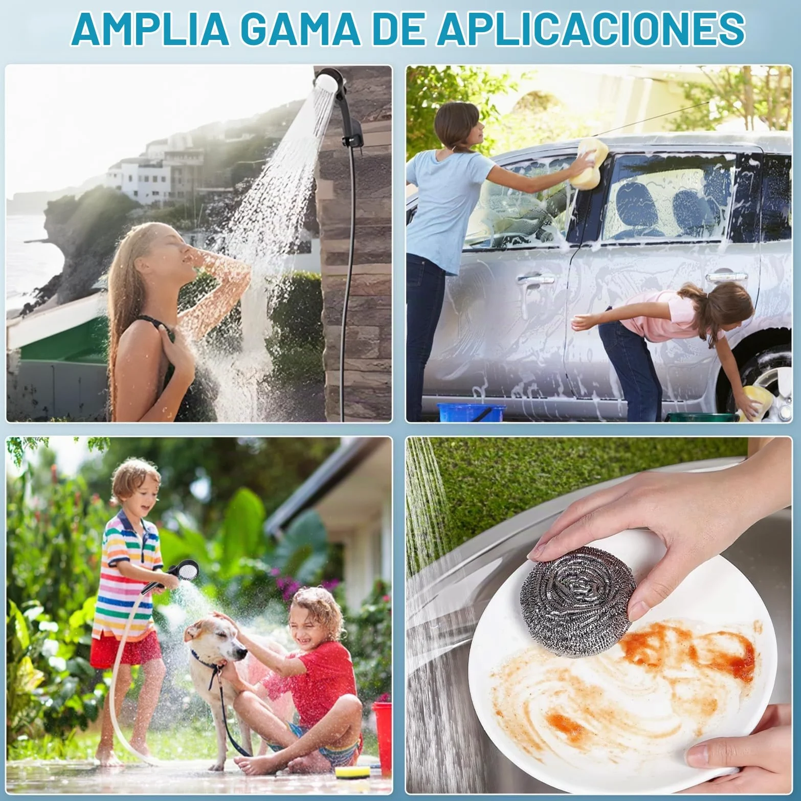 Ducha portátil para camping, 6000 mAh recargable al aire libre con pantalla LED, bomba de ducha portátil impermeable IPX7 y cabezal de ducha para senderismo, viajes, RV, coche, baño de
