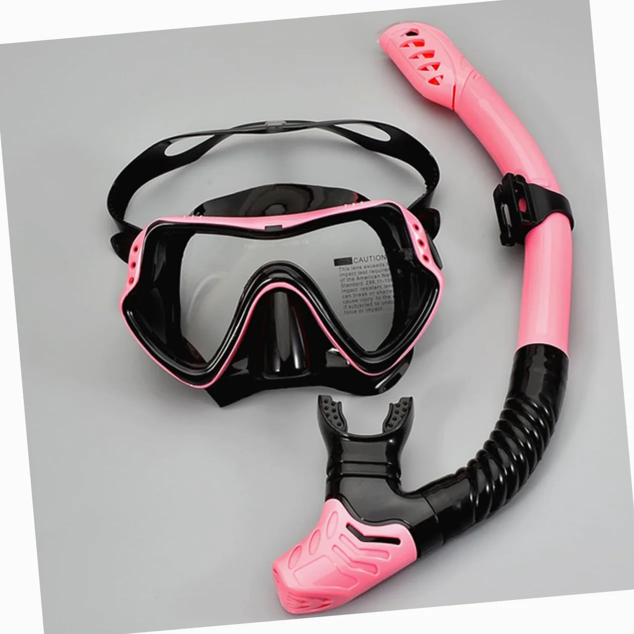 Hohopeti Gafas de Natación y Snorkel Rosa de Máscara con Tubo Diseño de Ventana Única y Correa Elástica para Buceo Seguro y Visión Clara