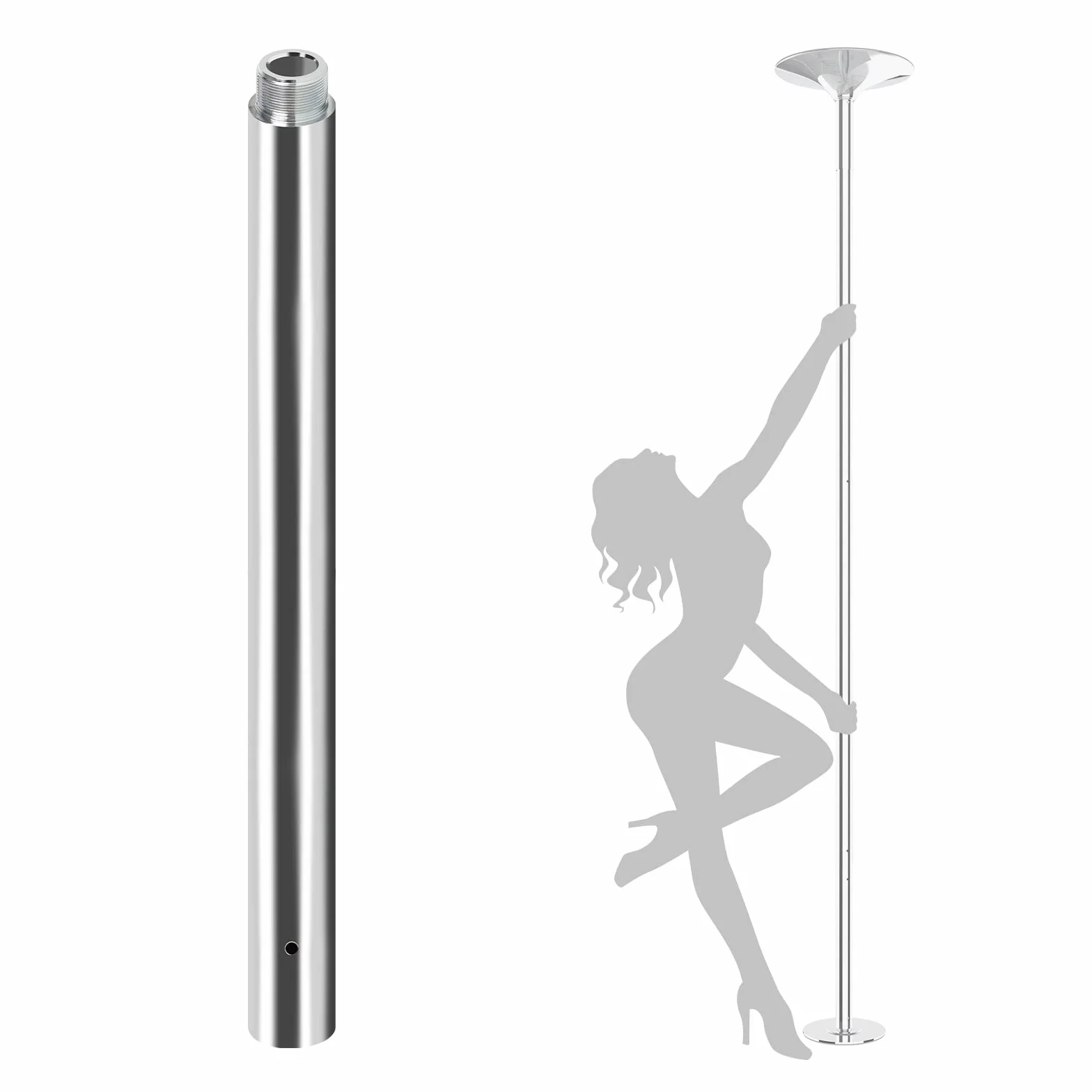 Leogreen 500mm Extensión de Barra de Baile, Tubo de Extensión para Pole Dance Profesional 45mm
