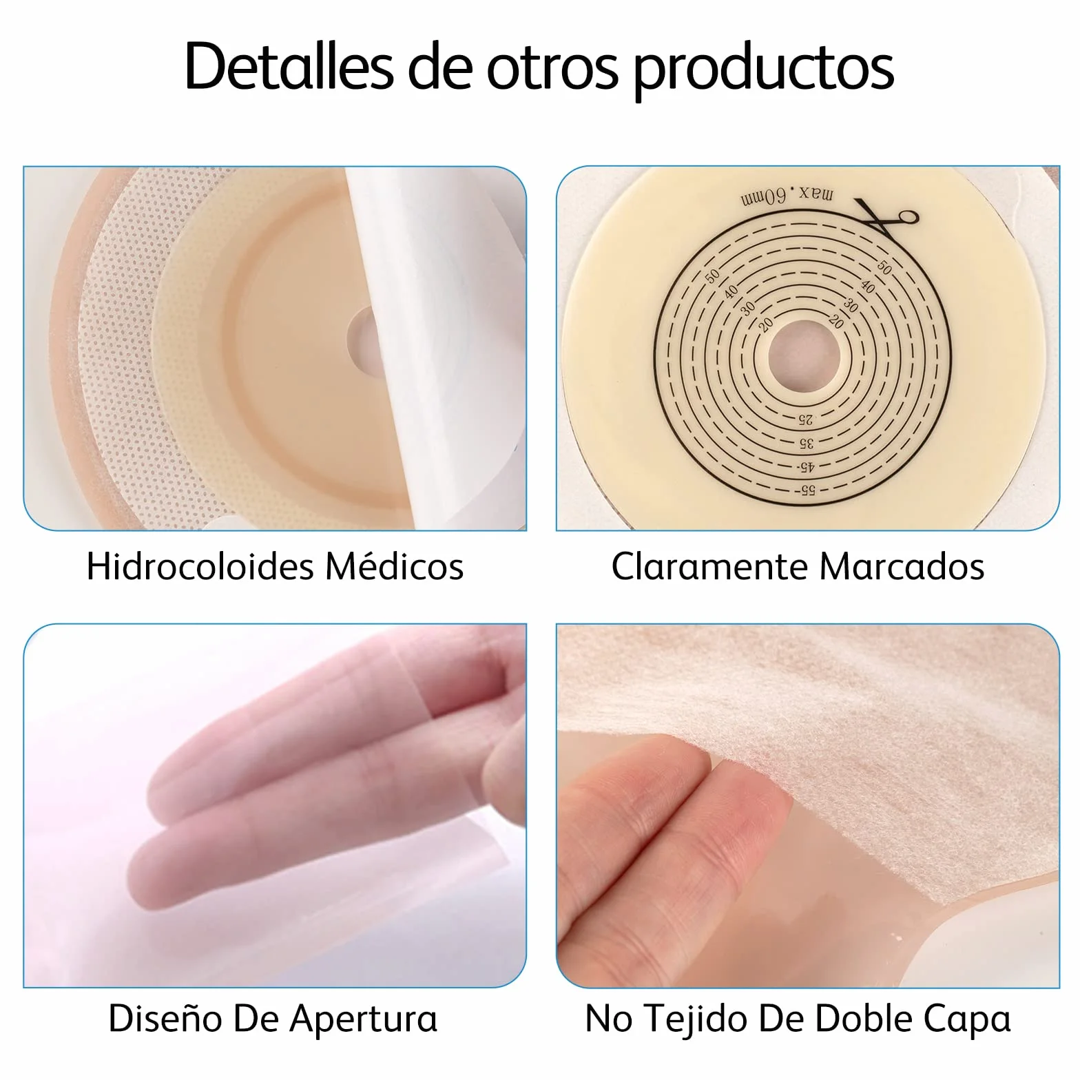 Bolsas De Estoma, Bolsas De Drenaje Para Colostomía, Bolsa de Ostomía Drenable Resistente a Olores, Cortable a 15-60 Mm