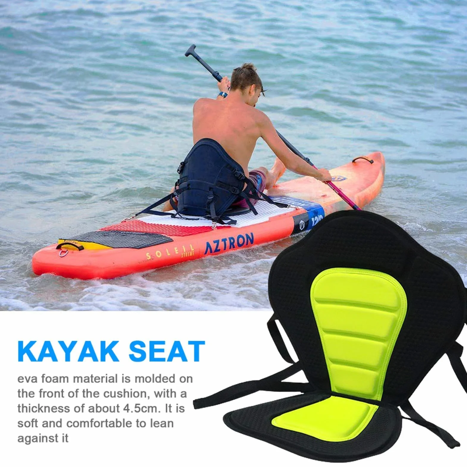 Asiento de Kayak Portátil con Cojín de EVA para Piragüismo, Rafting y Deportes Acuáticos