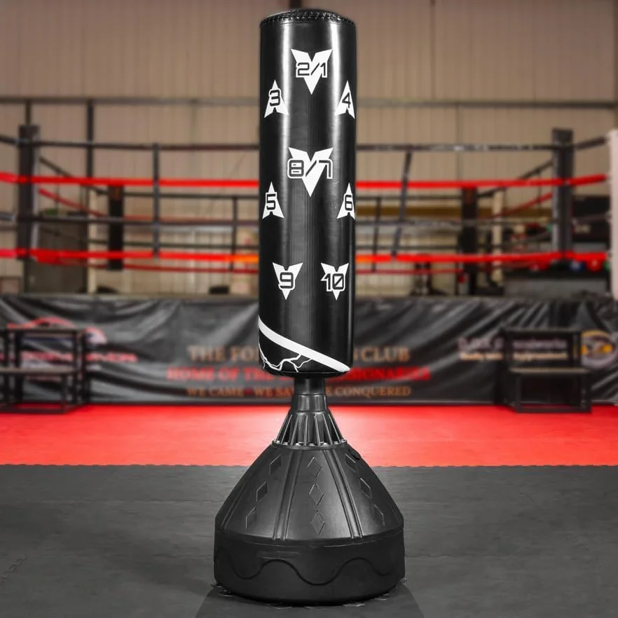 FORZA Saco de Boxeo Independiente 1,8m | Cuero de Microfibra Resistente con dianas numeradas para Entrenamiento de Boxeo, Kickboxing y MMA
