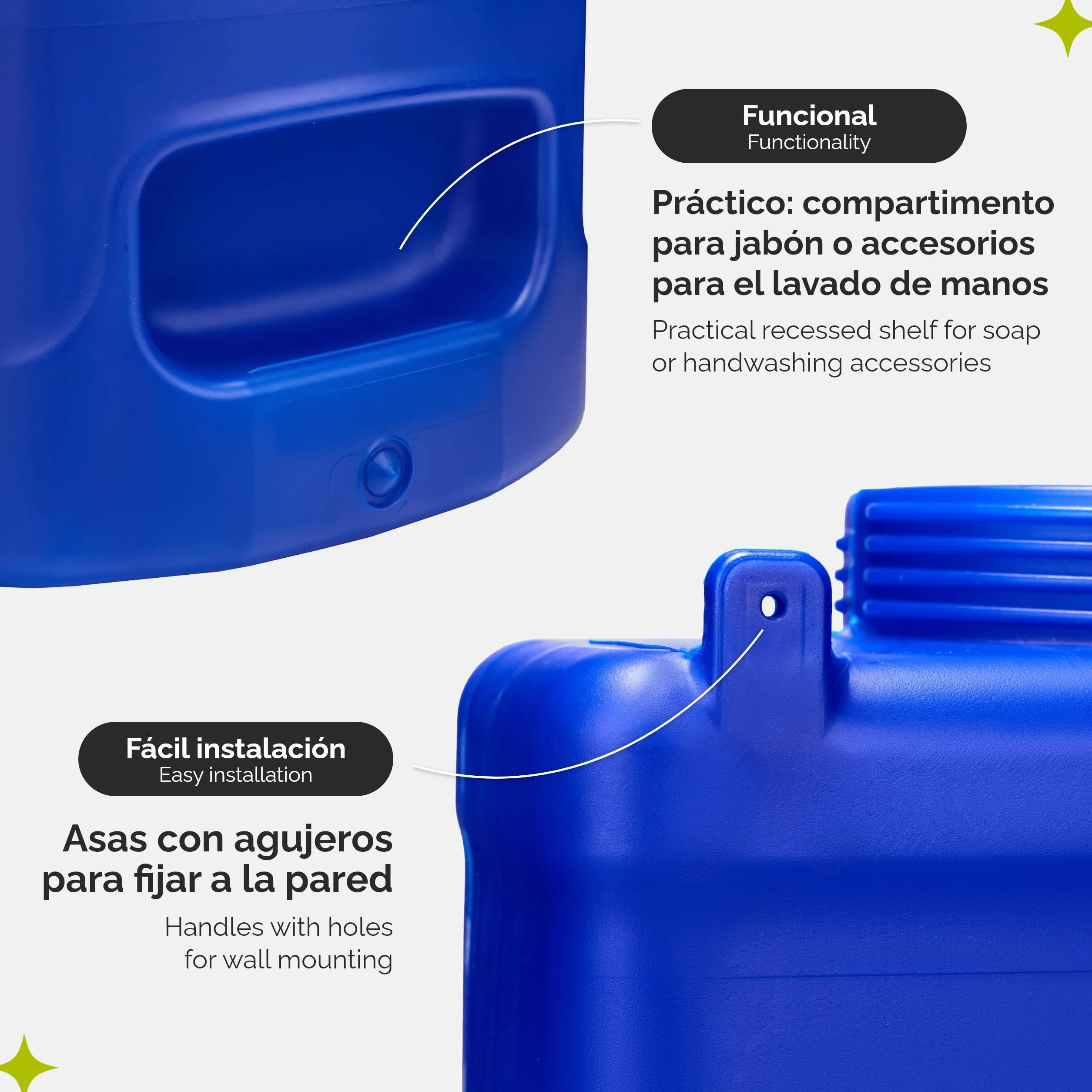 Garronda Bidón Boca Ancha Garrafa Agua con Grifo sin BPA 20 litros Depósito de Camping Accesorios Garrafa con Grifo Deposito Agua Camper Azul GD-0084