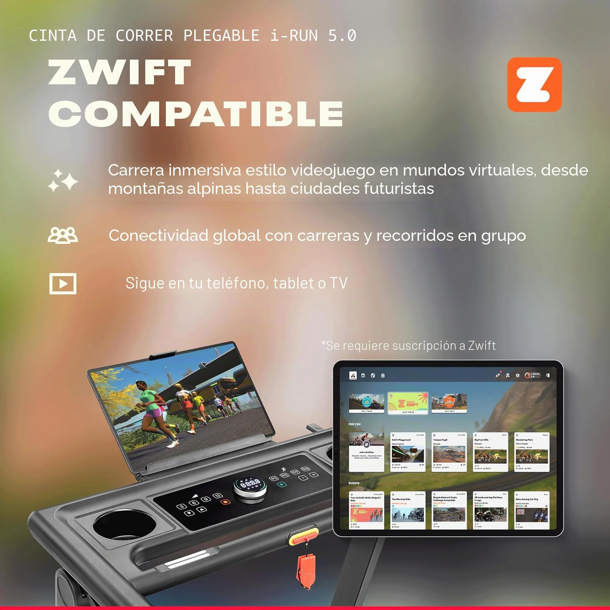 Reebok Cinta de Correr i-Run 5.0 - Kinomap, Zwift - 15km/h - 120x46cm - LCD