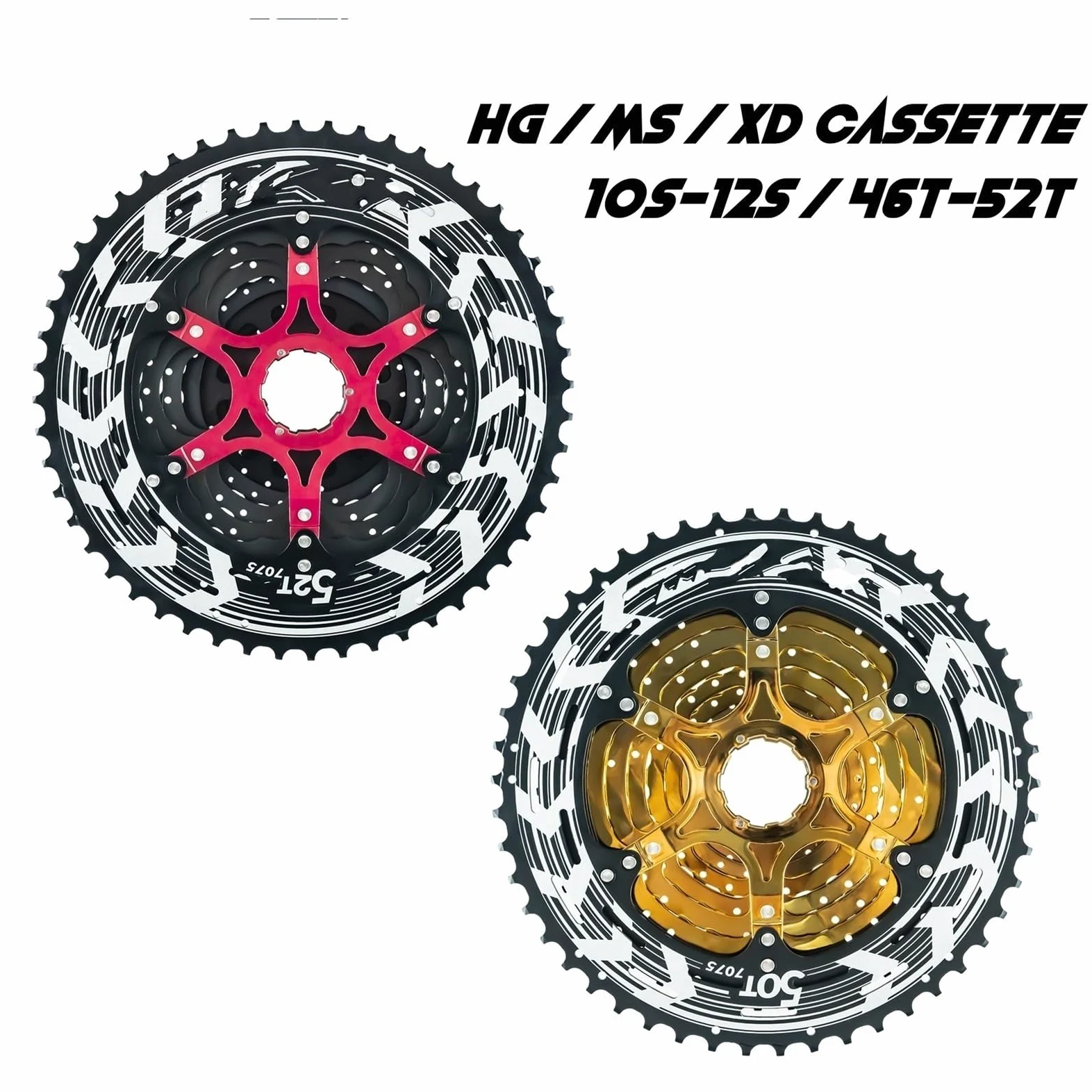 Cassettes y piñones Compatible con Cassette Ligero ZRACE Alpha de 10, 11 y 12 velocidades para Bicicleta montaña, buje Libre HG/MS/XD, 46/50/52 Dientes Cassette de Piñones