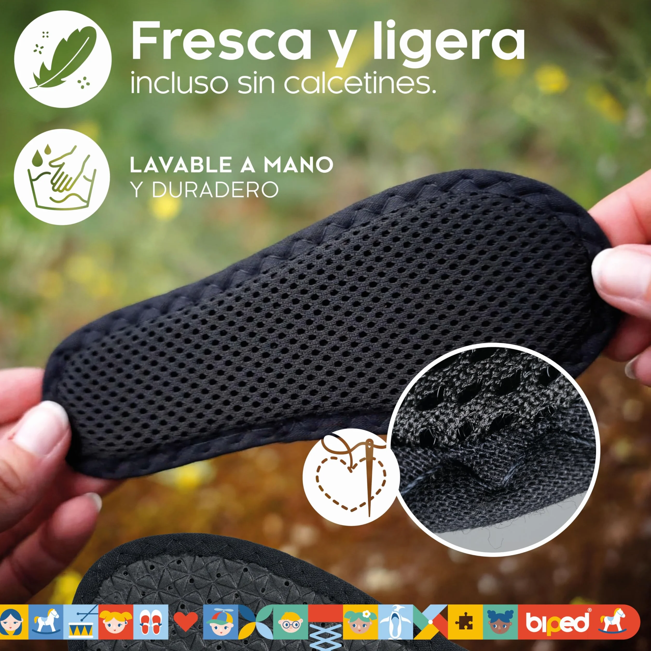 biped 2 pares plantillas infantiles carbón activo Frescura higiénica zapatillas botas goma calzado lavables mal olor
