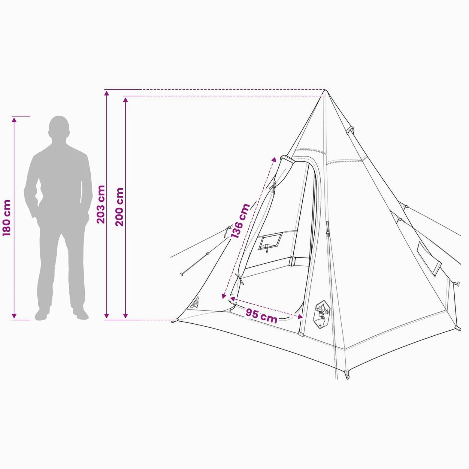 vidaXL Tipi tienda de campaña impermeable para 3 personas, azul, moderna Tipi, resistente al agua para 3 personas, para exteriores, accesorio funcional para acampar con ventana, fácil instalación