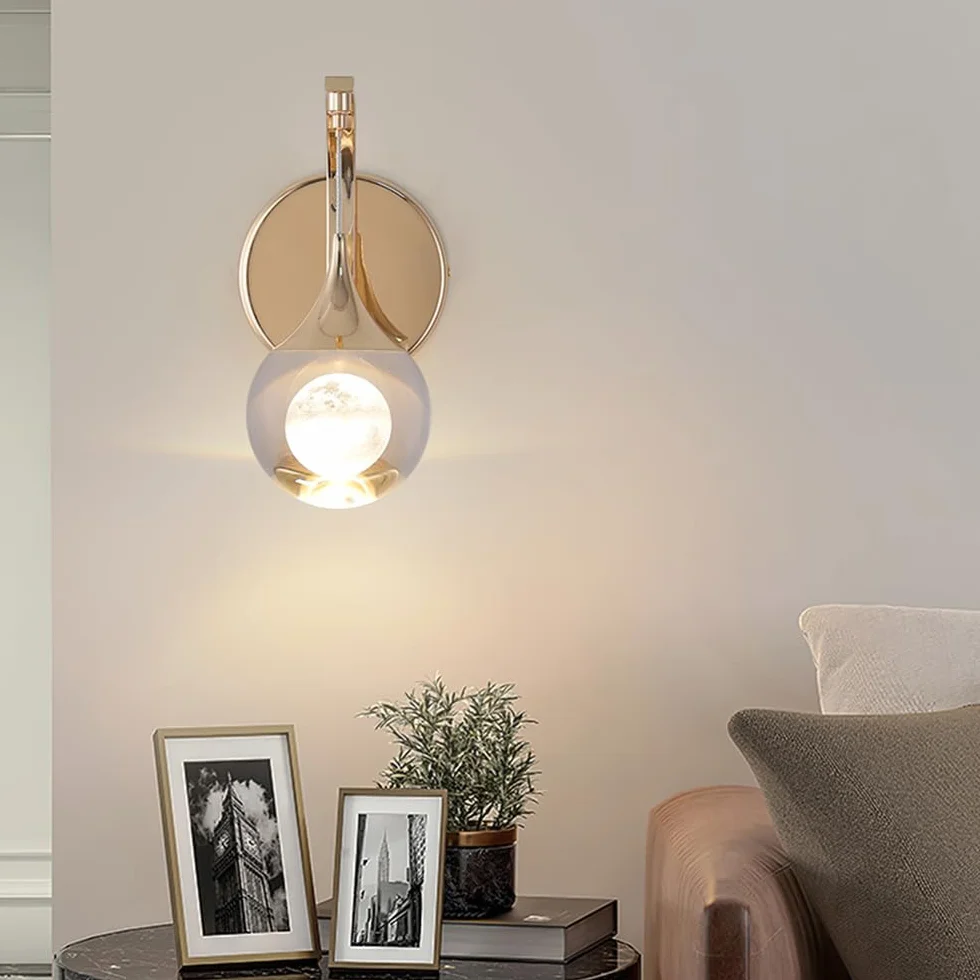 Lámpara de Pared Nórdica Cristal LED para Hogar Sala de Estar Dormitorio Decoración