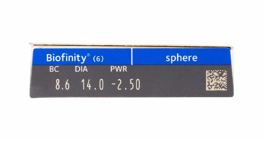 Biofinity Lentes de contacto esféricas mensuales R 8.6 D 14 -3.25 Diop Pack 6 uds