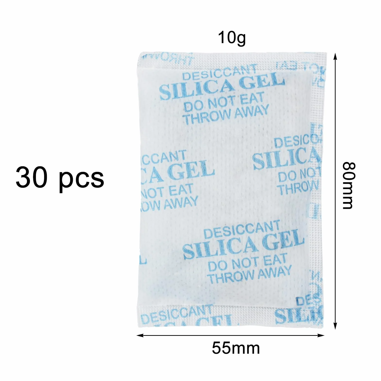 Gel de Sílice Desecante 10g x 30 Paquetes Bolsitas Antihumedad para Armarios Coches Zapatos