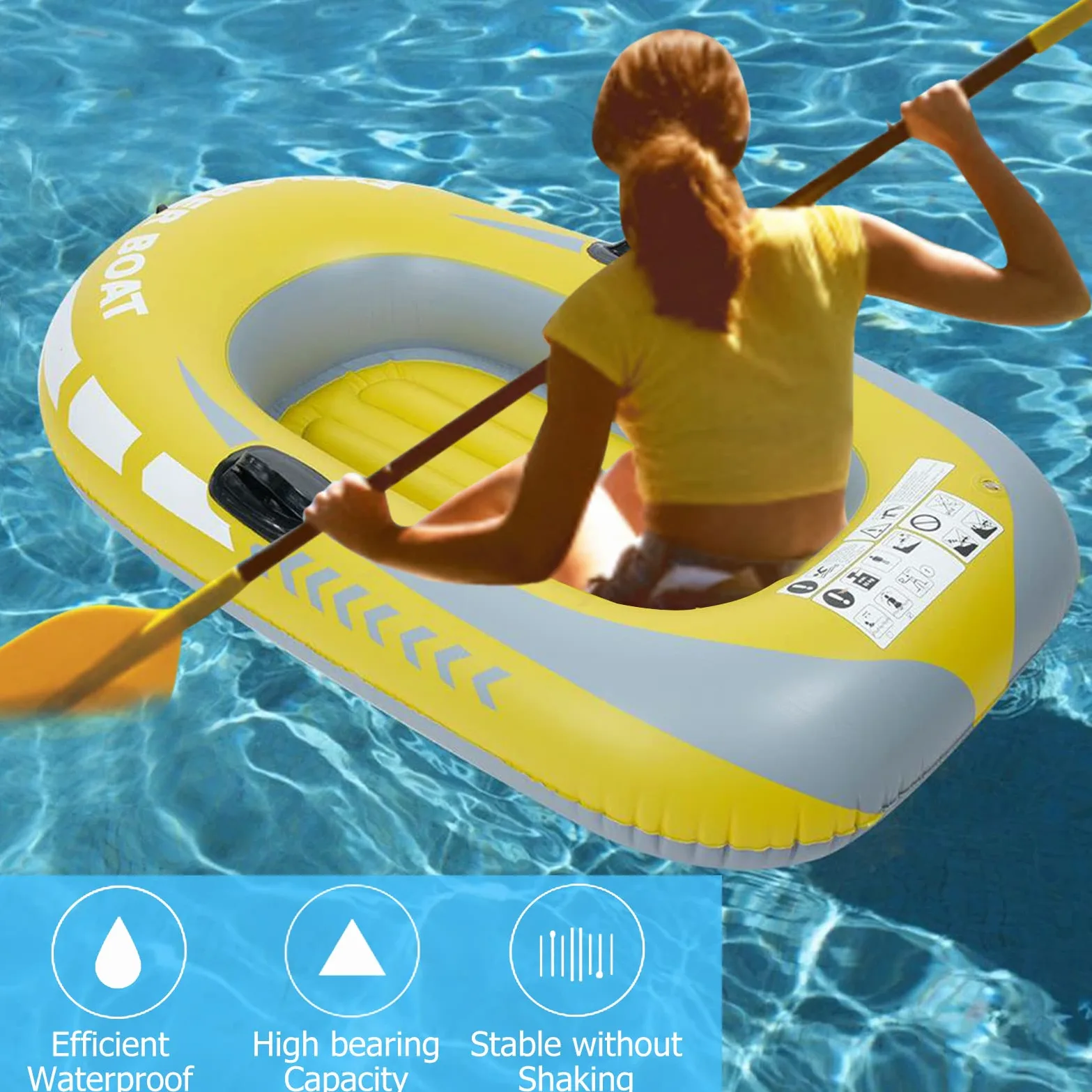 Bote Inflable, Bote Marino Inflable de PVC para 1 Persona, Bote de Pesca con Cuerda para Deportes acuáticos de Pesca a la Deriva al Aire Libre