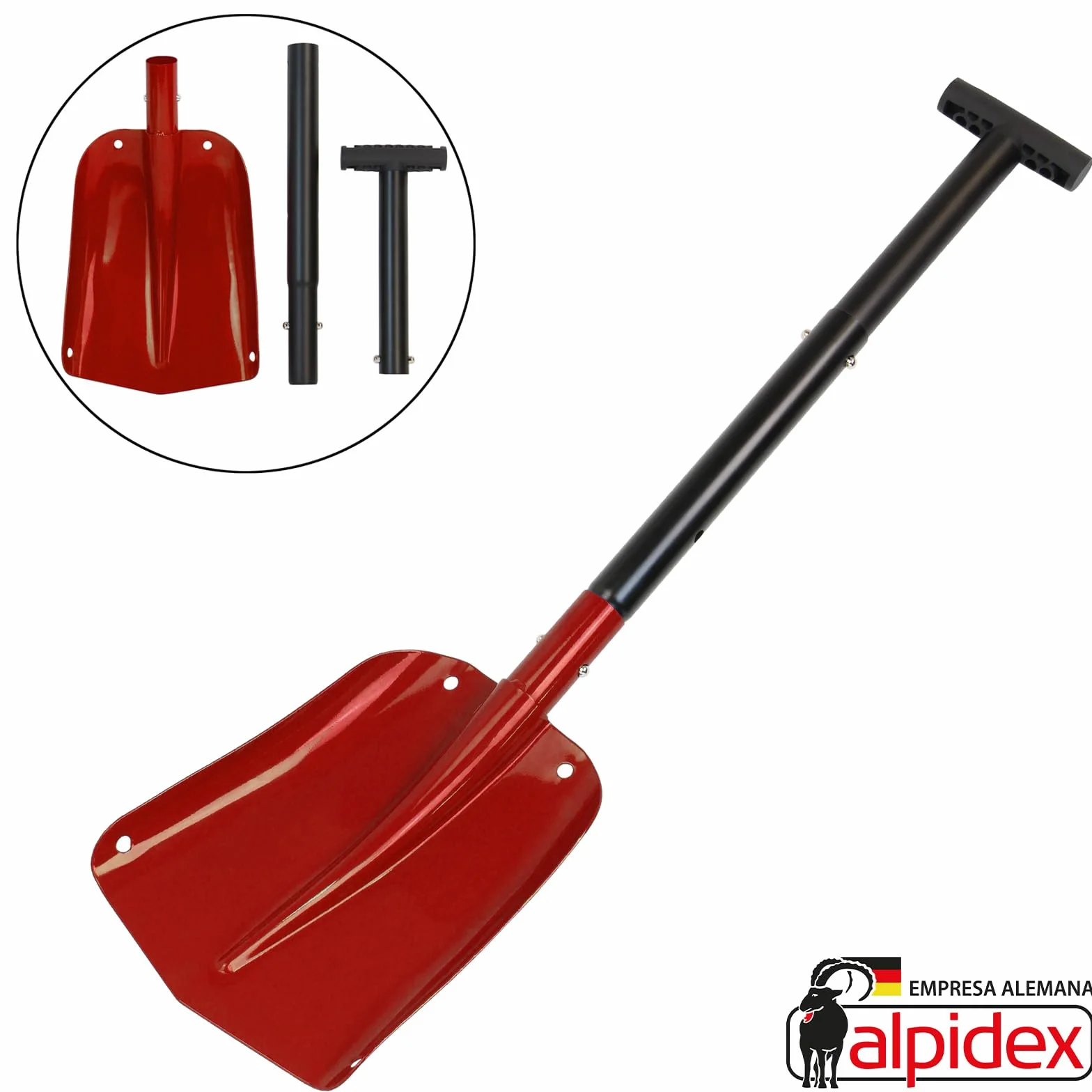 Alpidex - Pala de Aluminio con Mango Extensible para Nieve, telescópica
