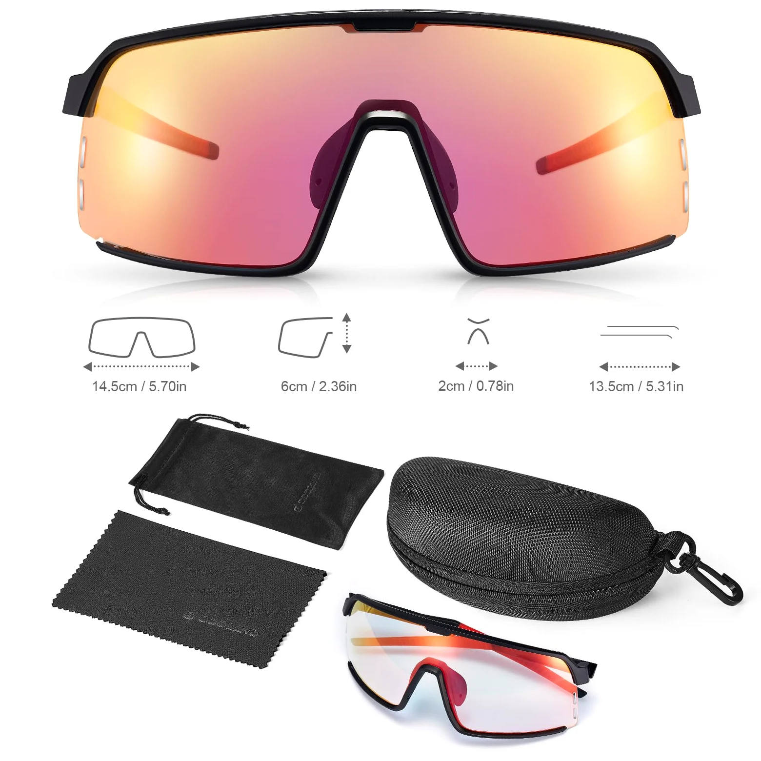 Odoland gafas deportivas hombre fotocromáticas gafas bicicleta gafas de sol para ciclismo UV400 lentes intercambiables gafas correr para MTB bicicleta running mujeres