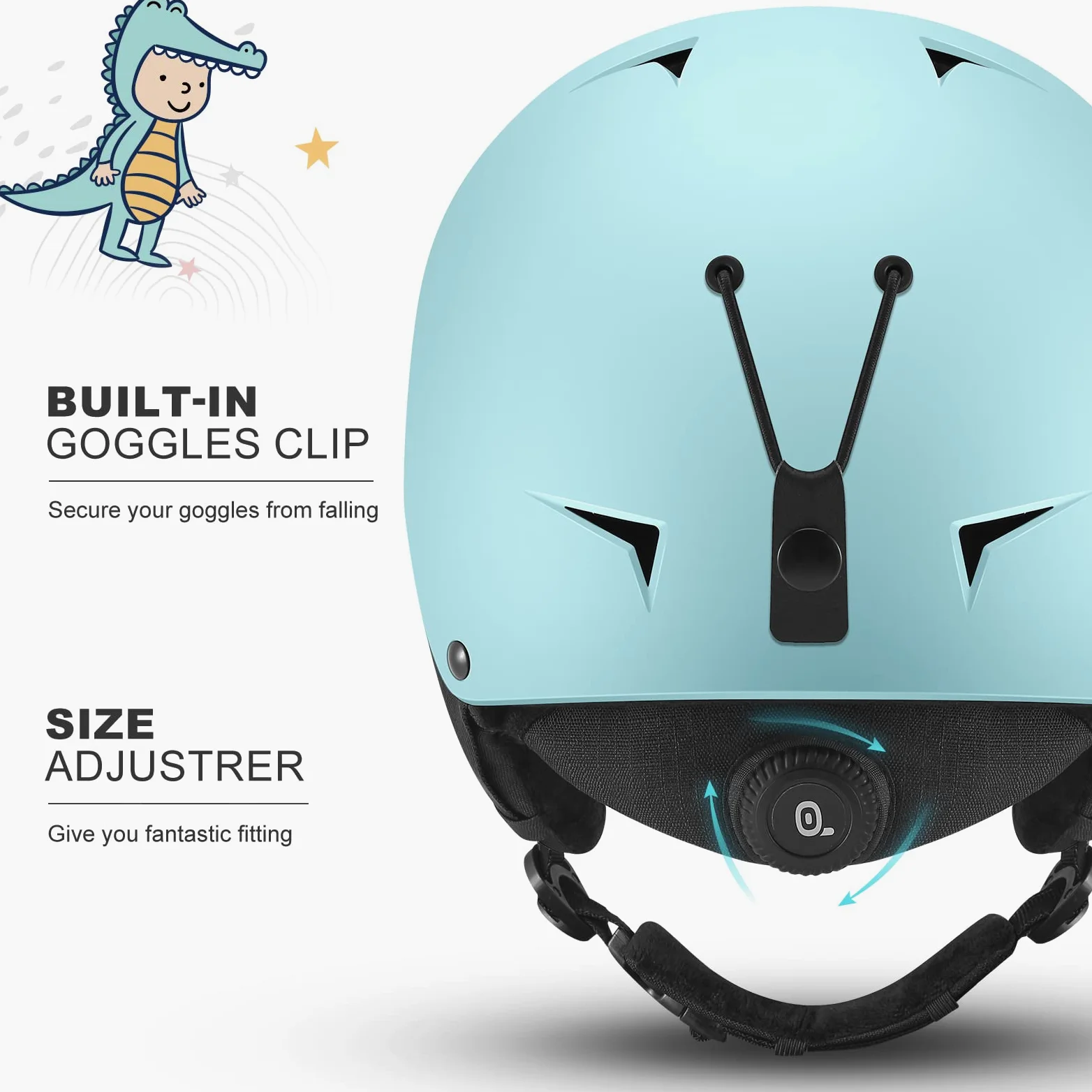 Odoland Kit Casco de Esquí con Gafas para Niños y Niñas, Casco de Snowboard Ajustable Equipo Protección para Deportes Nieve para Infantil, Juvenil, Edad 6-14 Años
