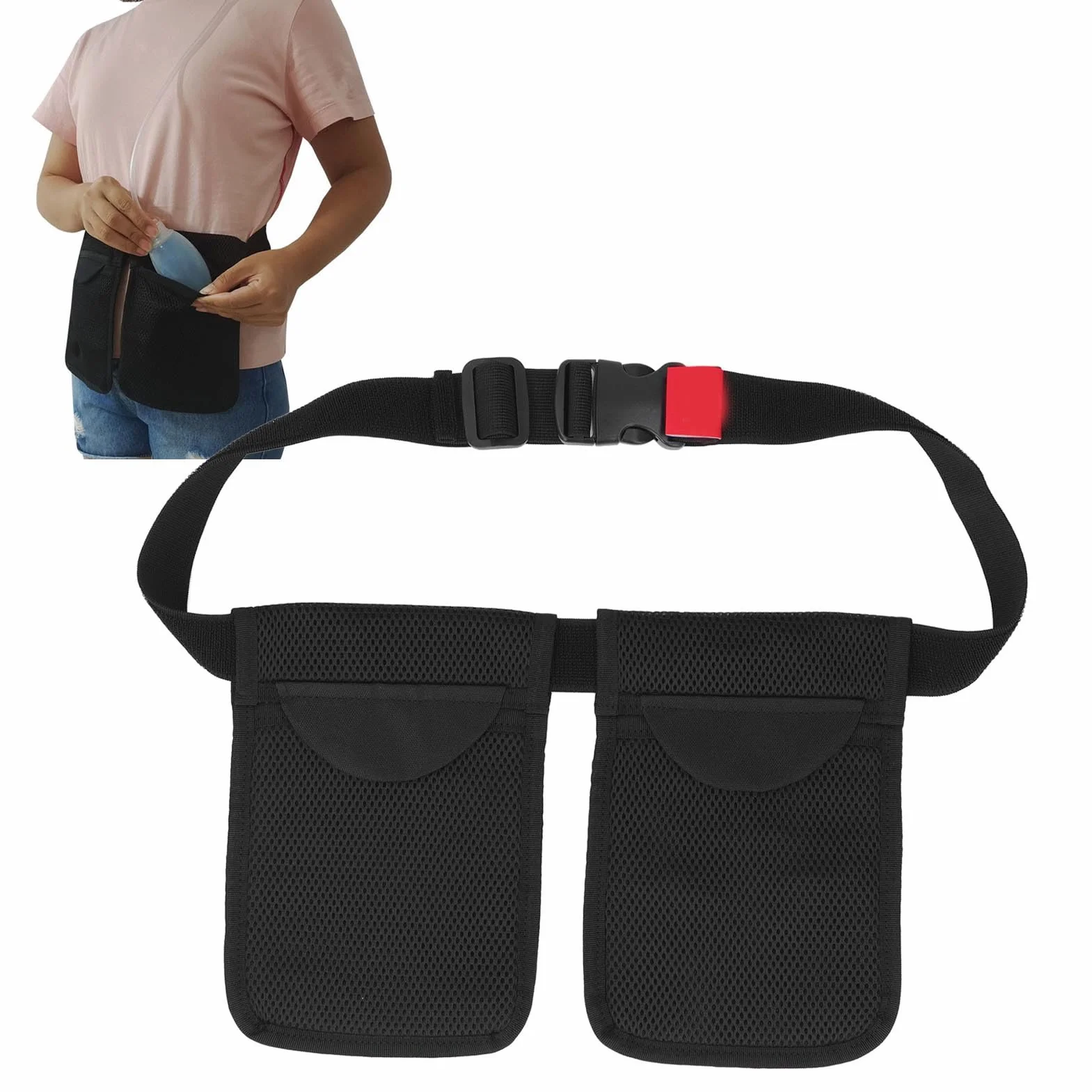 Fyearfly Soporte De Drenaje De Mastectomía, Cinturón Ajustable De Fijación De Presión Negativa, Bolsa De Drenaje De 2 Bolsillos