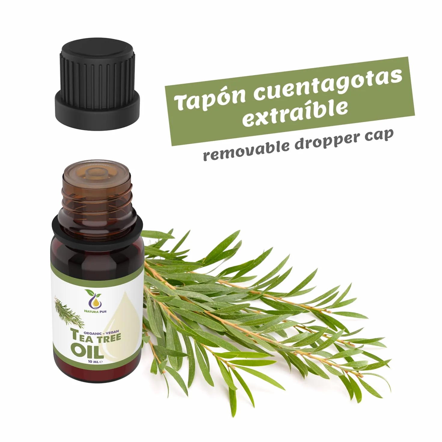 Aceite de Árbol de Té 10ml 100% Natural Puro Aceite Esencial Individual
