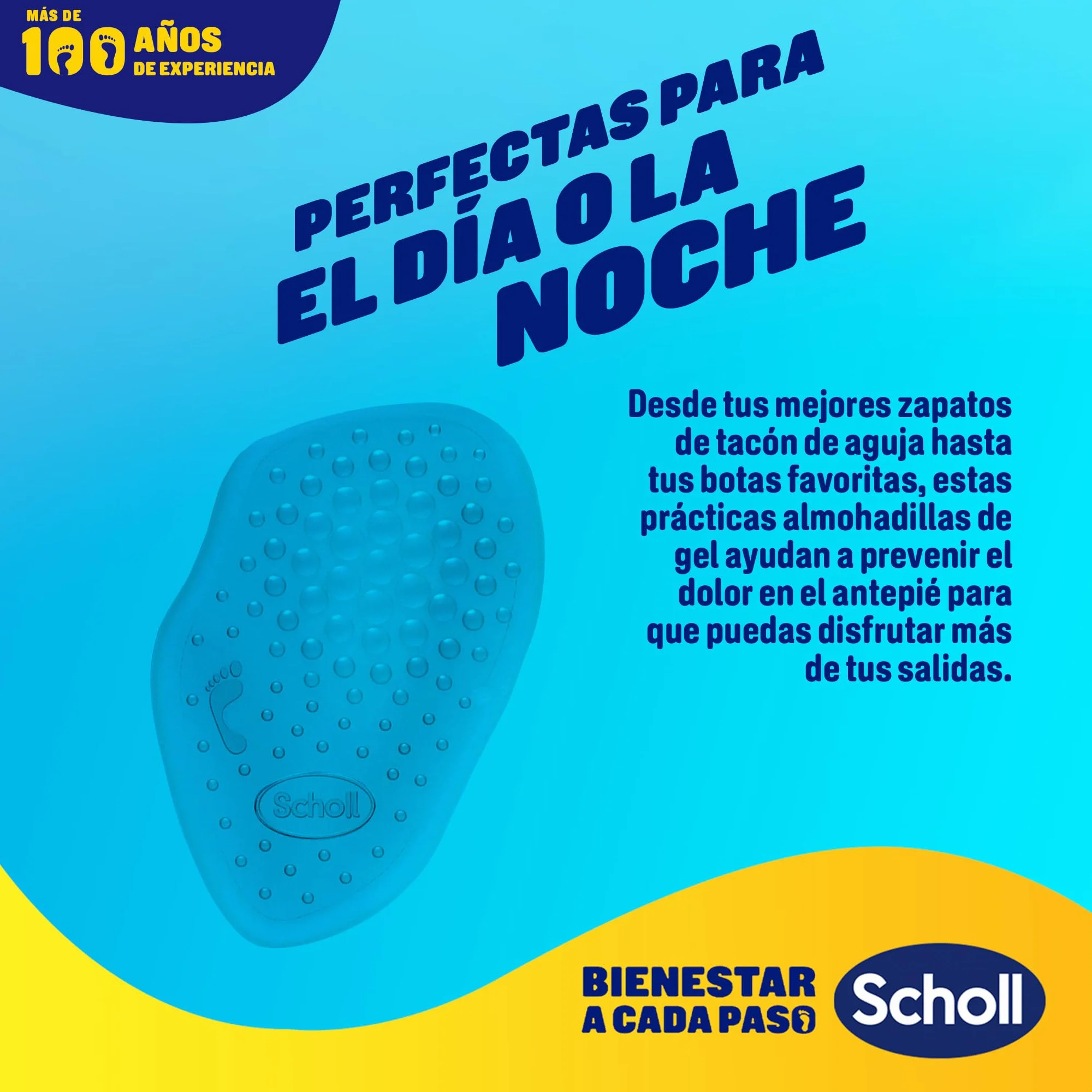 Scholl Party Feet Almohadillas Plantares Gel Activ, Amortiguación Protección Planta Pie, 2 Unidad