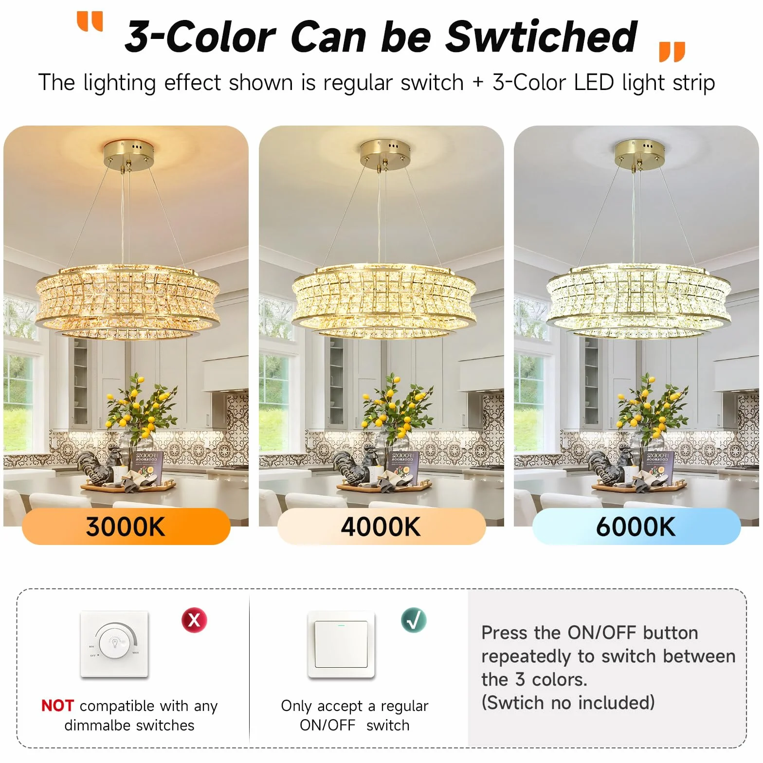 Lámpara de araña moderna de cristal dorado LED 50 cm ajustable para vestíbulos