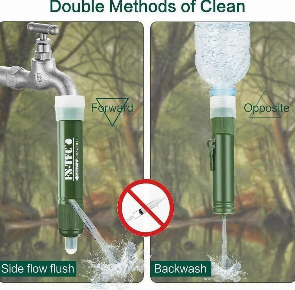 Filtro de Agua Portátil, Purificador de Agua Portátil, Emergencia del Filtro del Purificador de Agua de Supervivencia para Exteriores, Viajes, Campamento, Senderismo