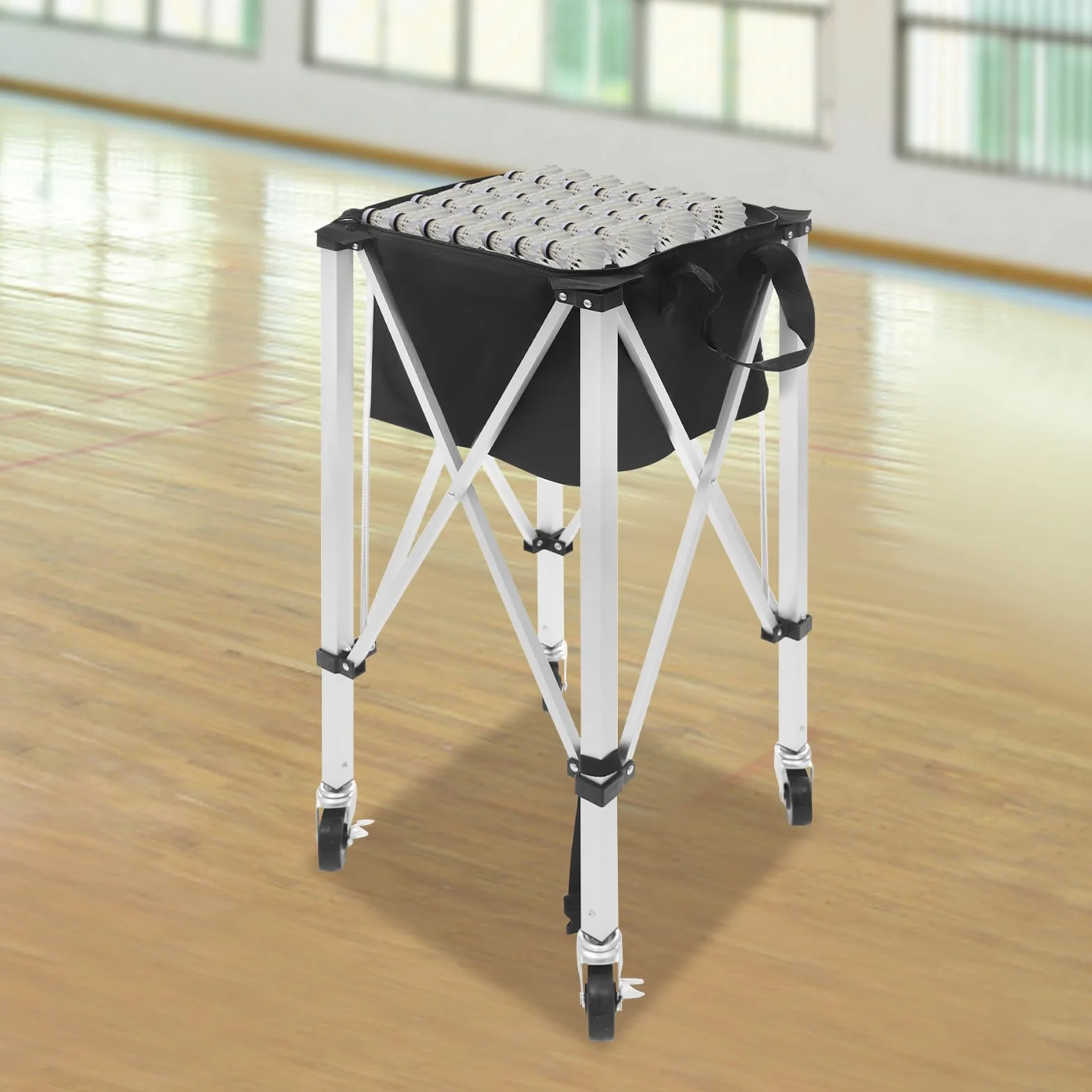 Plegable contenedor de pelotas de tenis 150 capacidad aleación aluminio ligero con ruedas carrito entrenamiento
