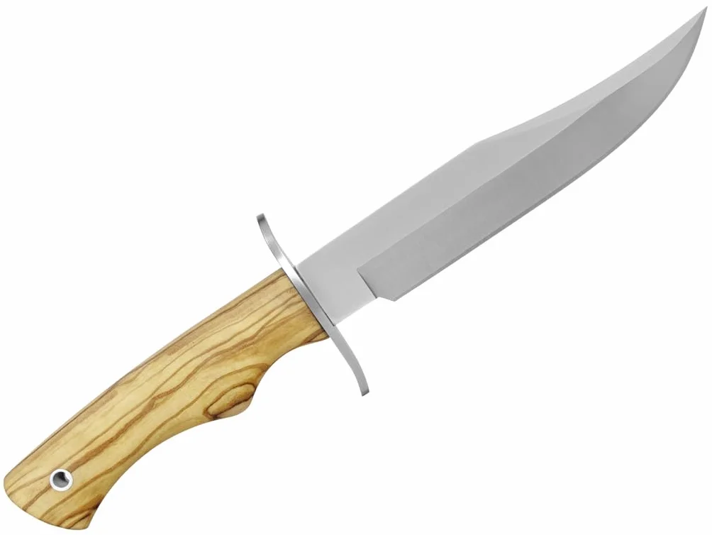 LO TRINCO YO Muela Cuchillo Cazorla CAZ-16OL con hoja de acero inoxidable MoVa y empuñadura de Madera de olivo para Caza, Pesca, Supervivencia y Bushcraft