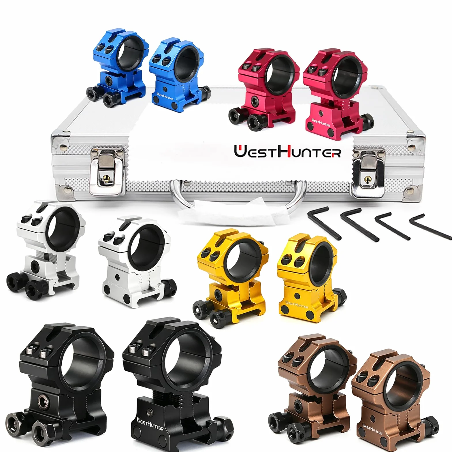 Anillas Ajustables para Mira Telescópica WestHunter Optics, Soporte de Precisión para Instalar Miras de 30mm & 25.4mm en Rieles Picatinny(Exclusivamente para Actividades Deportivas) | Black