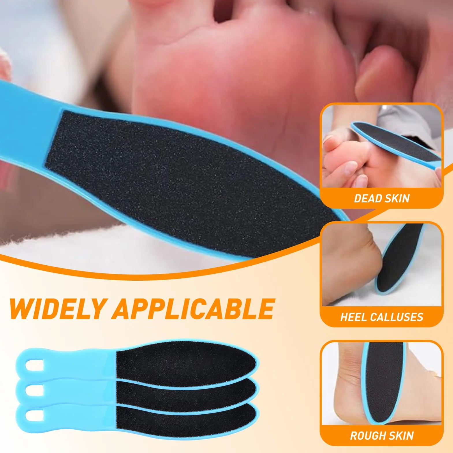Set de 12 limas para pies de doble cara 16x3,5 cm quitacallos reutilizable