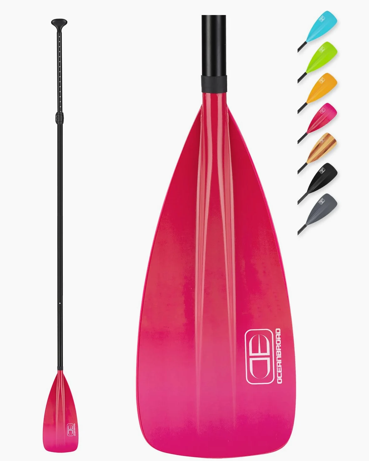 OCEANBROAD SUP Paddle - Pala de pie ajustable para kayak de paddleboard, eje de aleación de aluminio ajustable con cuchillas de nailon reforzadas