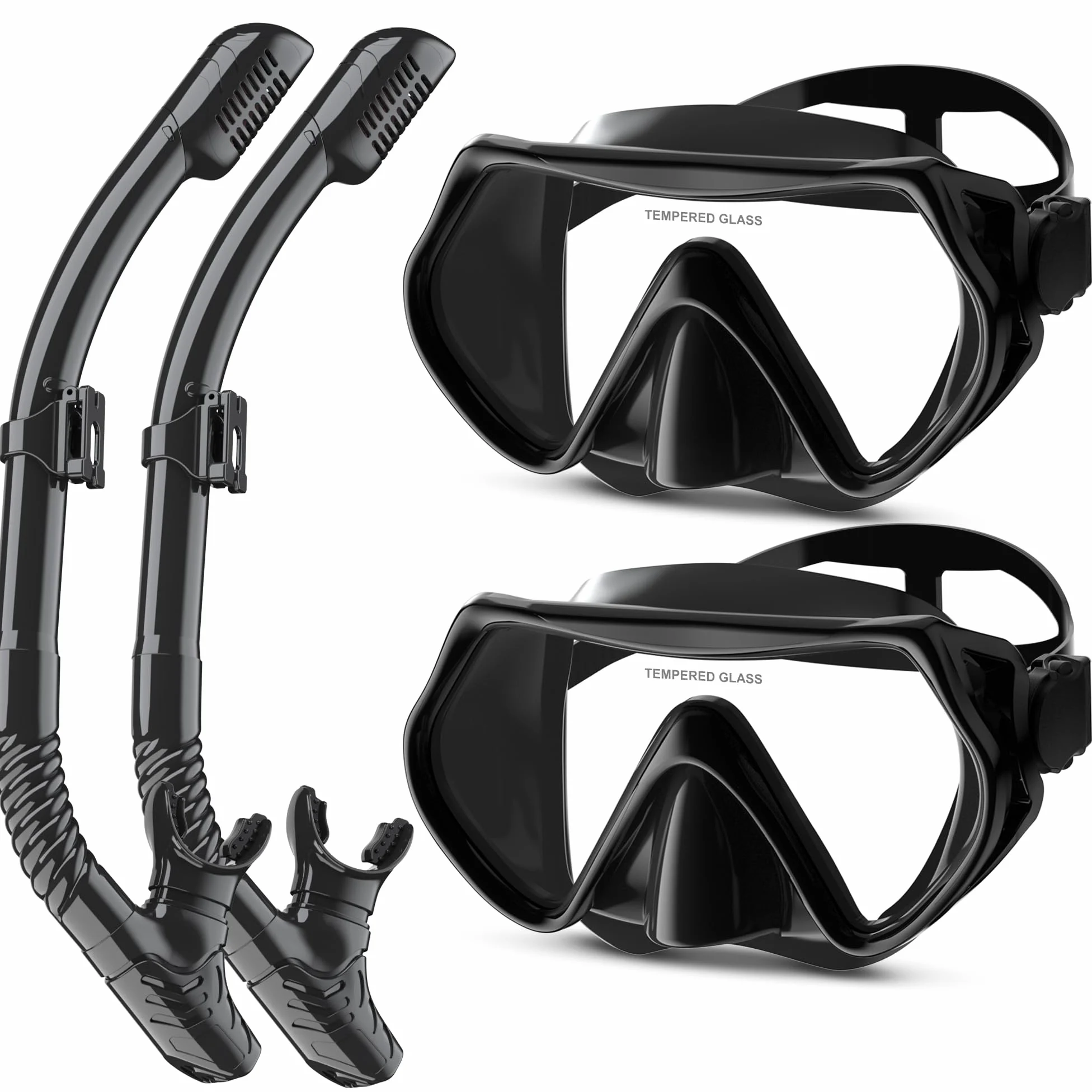 Juego de esnórquel seco para hombres y mujeres, máscara de buceo antivaho panorámica de 180°, equipo de esnórquel profesional para respirar libremente, visión amplia clara bajo el agua