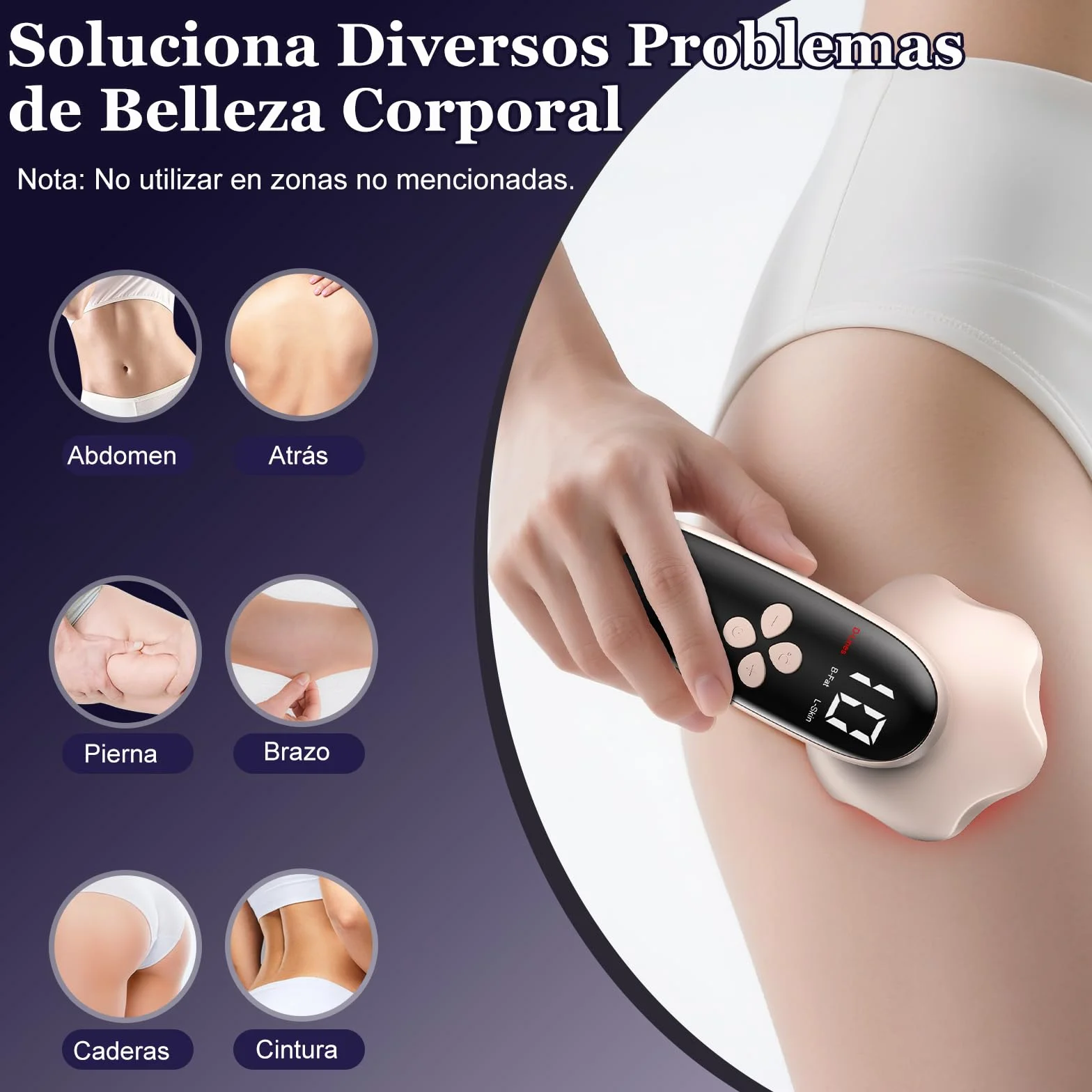 Masajeador Anti Celulitis 3 en 1 Profesional Portátil para Tamaño, Vientre, Nalgas, Brazos y Piernas