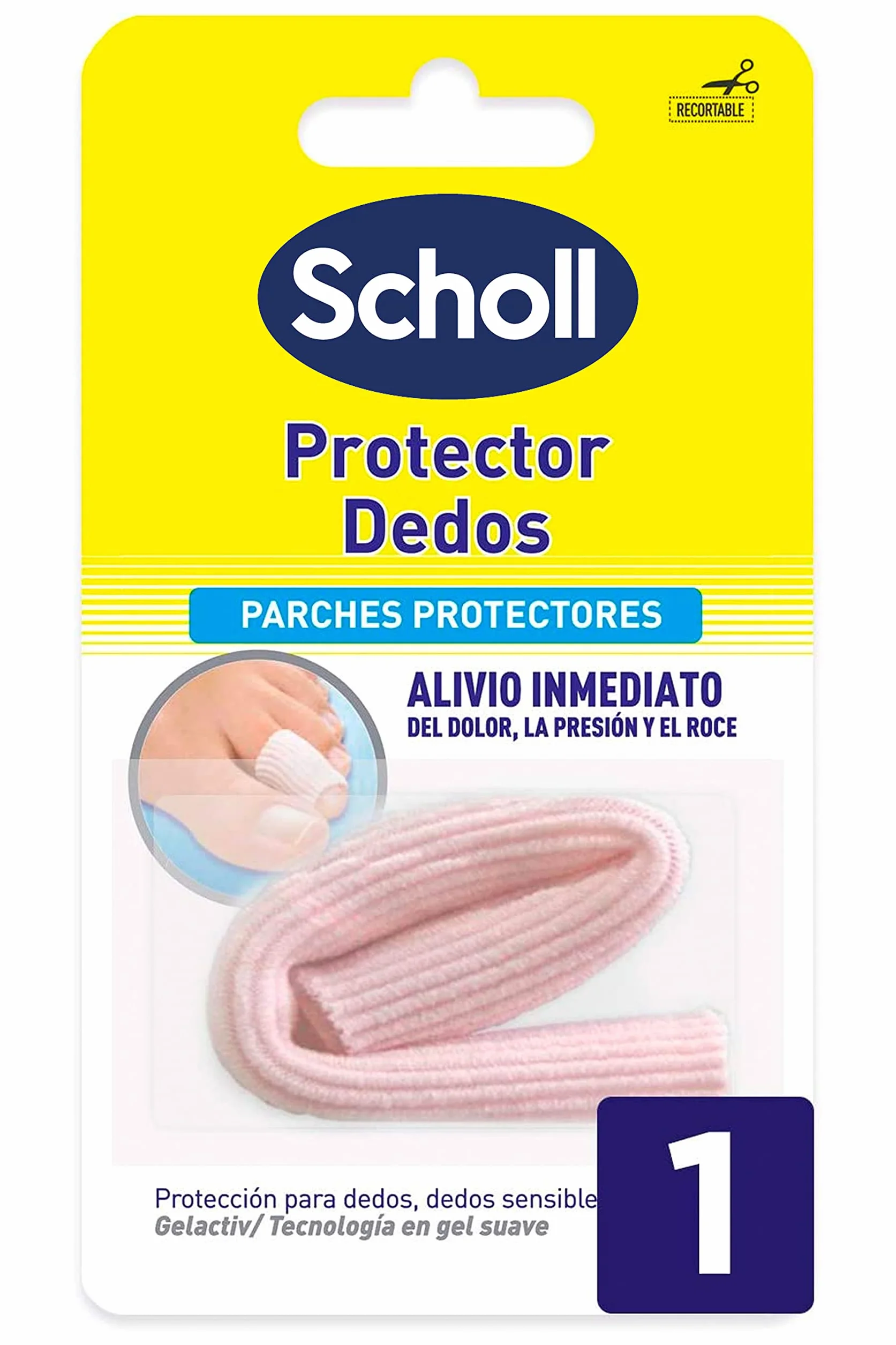 Scholl Tubo Protector para Dedos, Uñas y Callos, Alivio del Dolor, Negro