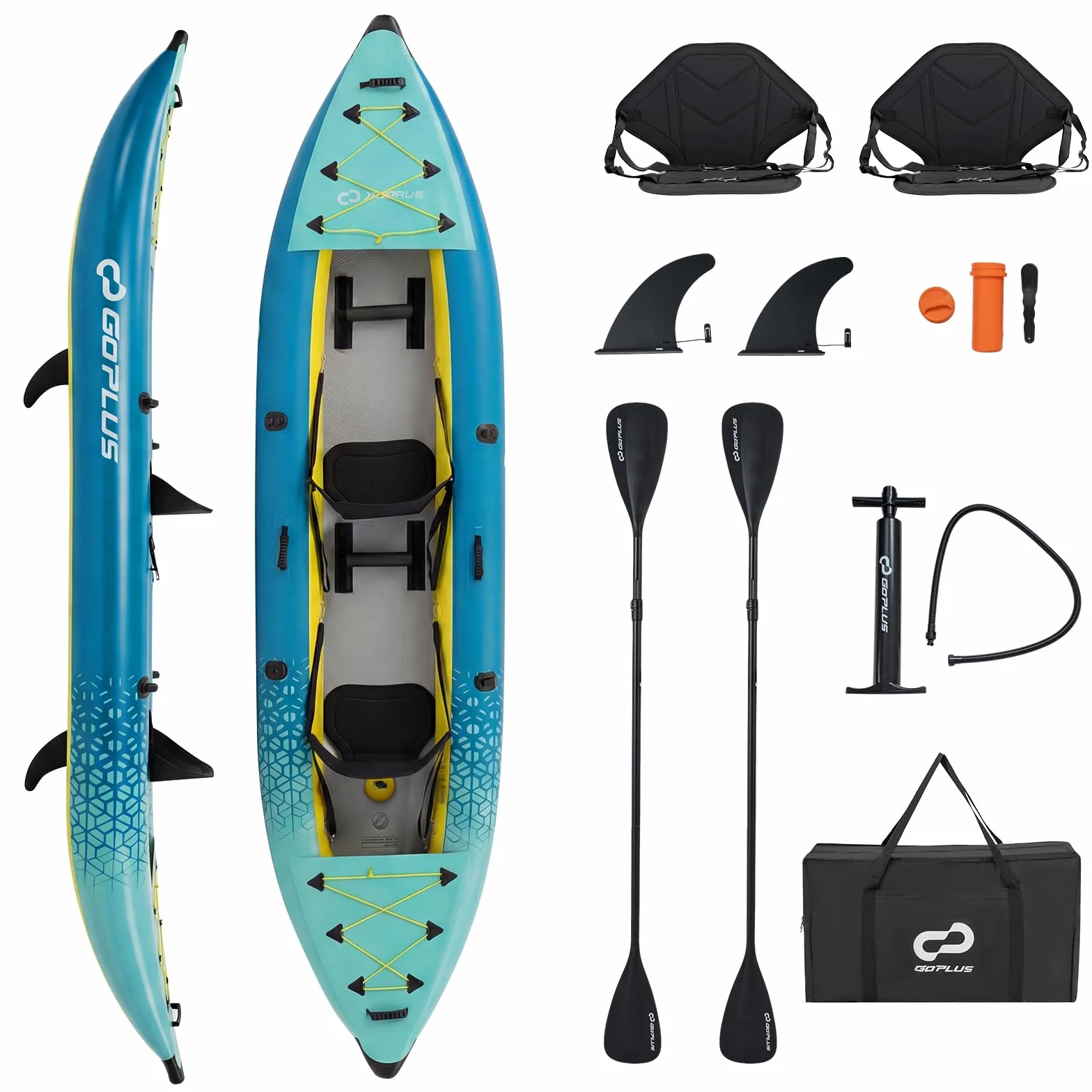COSTWAY Kayak Hinchable 2 Plazas 381 cm Portátil 230 kg
