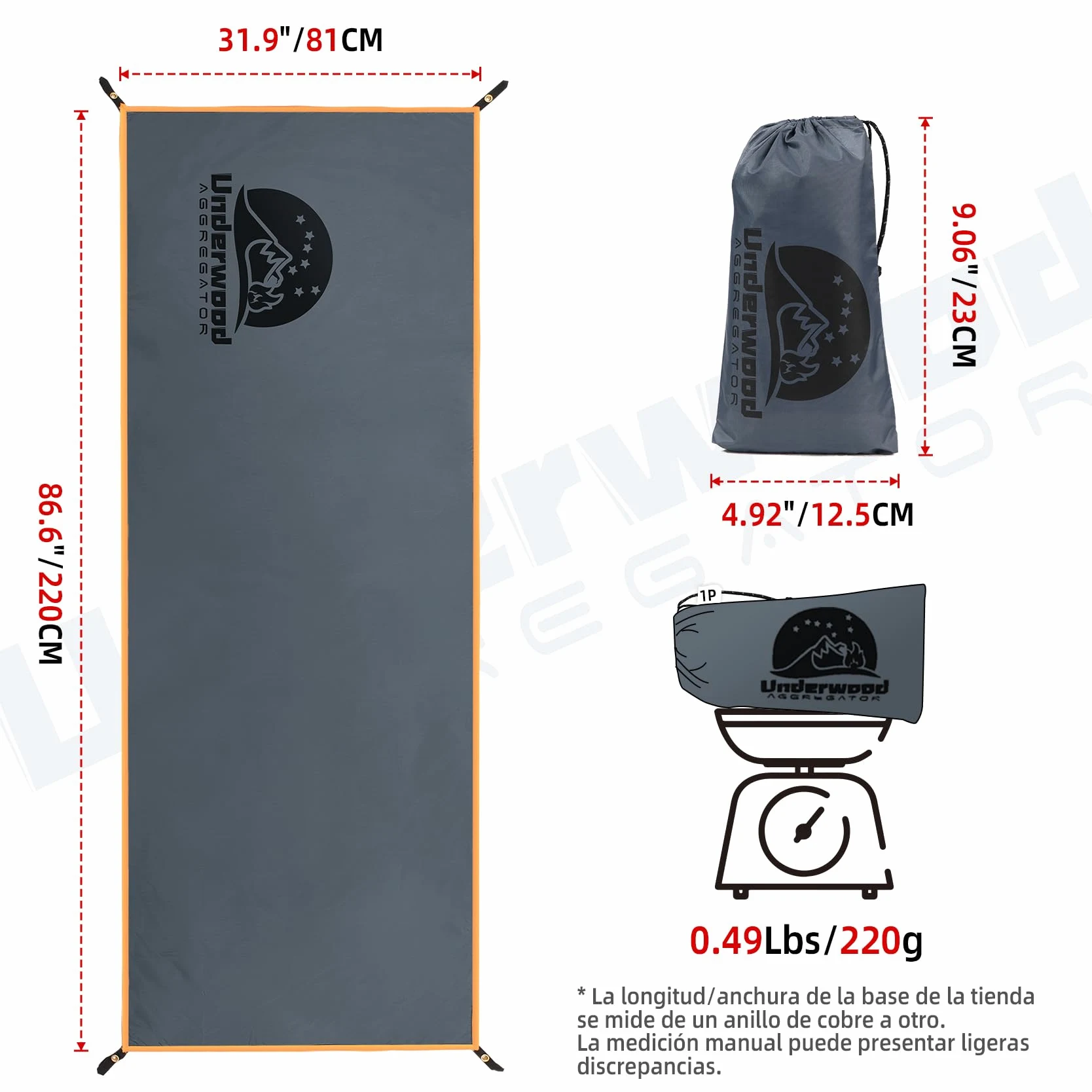 Lona Impermeable Multiusos y Lona para el Suelo, Resistente, Ultraligera, para Camping, Senderismo, Picnic, toldo, Incluye Bolsa de Almacenamiento