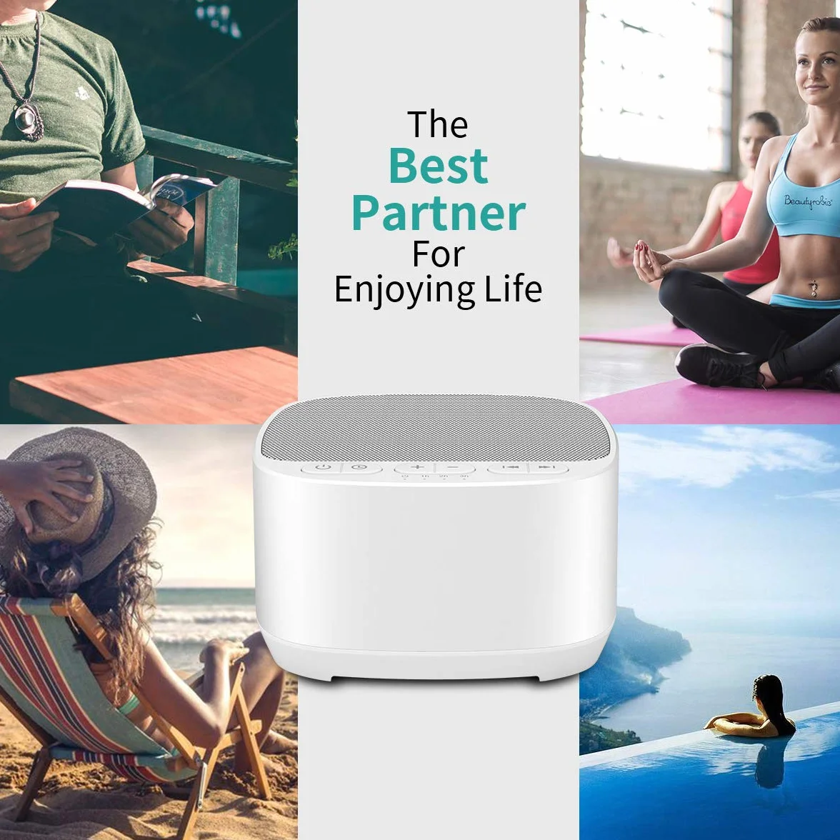 Magicteam Máquina de ruido blanco 40 sonidos relajantes 32 niveles volumen temporizador sueño terapia sonido bebés niños adultos