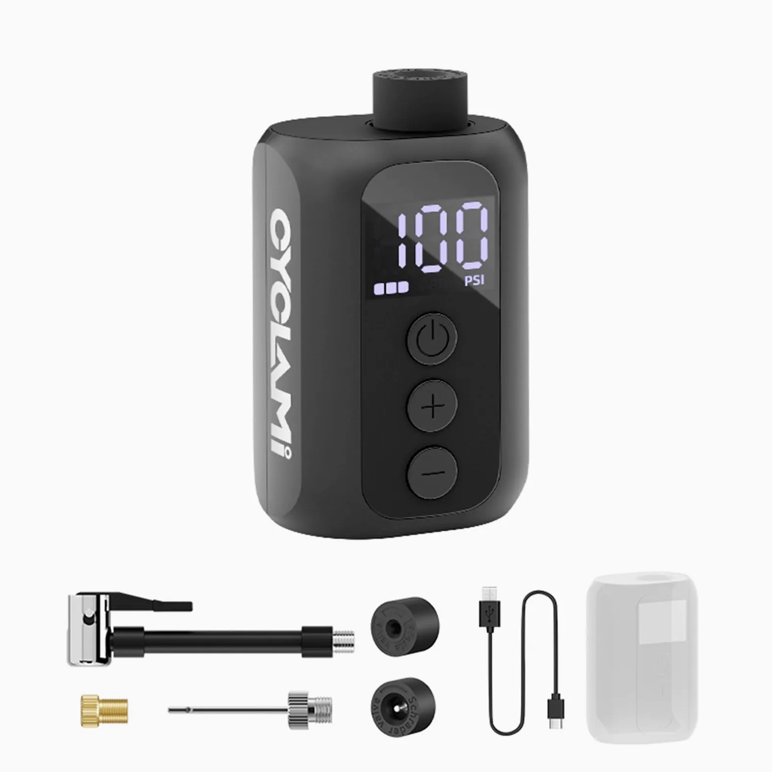 A5S Mini Bomba Bicicleta, Bomba de Aire Portátil para Bicicleta con Manómetro,100PSI Electrico Bicicleta con válvula Presta y Schrader,Parada Automática
