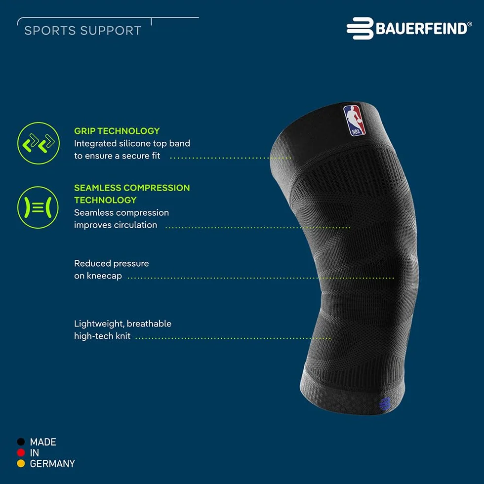 BAUERFEIND Sports Compression Knee Support NBA Rodillera Deportiva, Unisex Adulto
