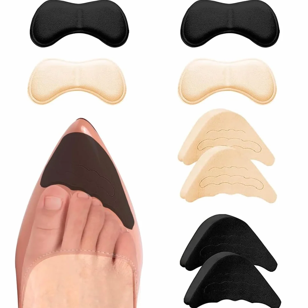 Plantillas Rellenos de Zapatos Ajustables Agarre de Talón Almohadillas Adhesivas Reutilizables, 4 Pares