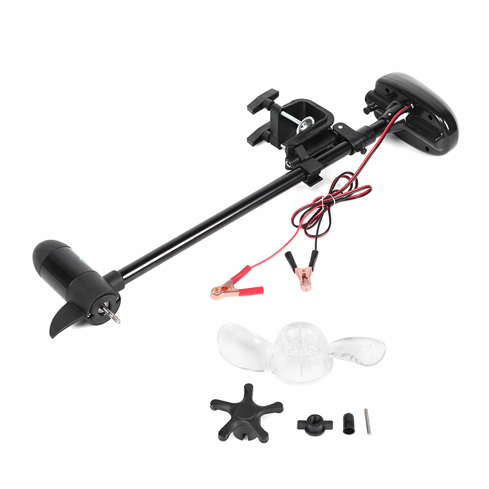 Motor de Trolling de Kayak Liviano, Control de Alta Velocidad/baja Velocidad, Hélice sin Malezas de 2 Cuchillas, Diseñada para Bote Inflable - Soporte Eléctrico