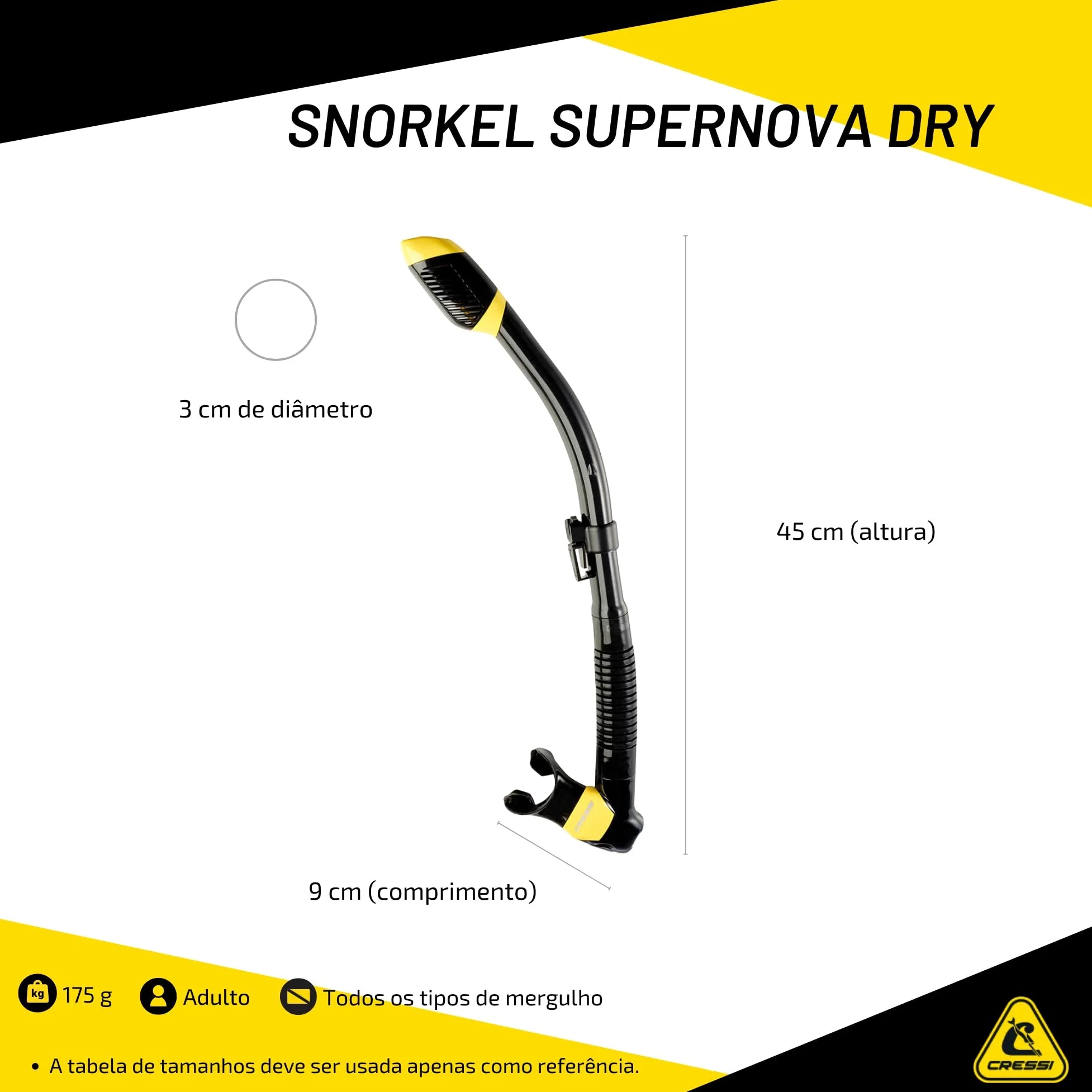 CRESSI Supernova Dry - Snorkel de Buceo Dry-Top Unisex Adulto