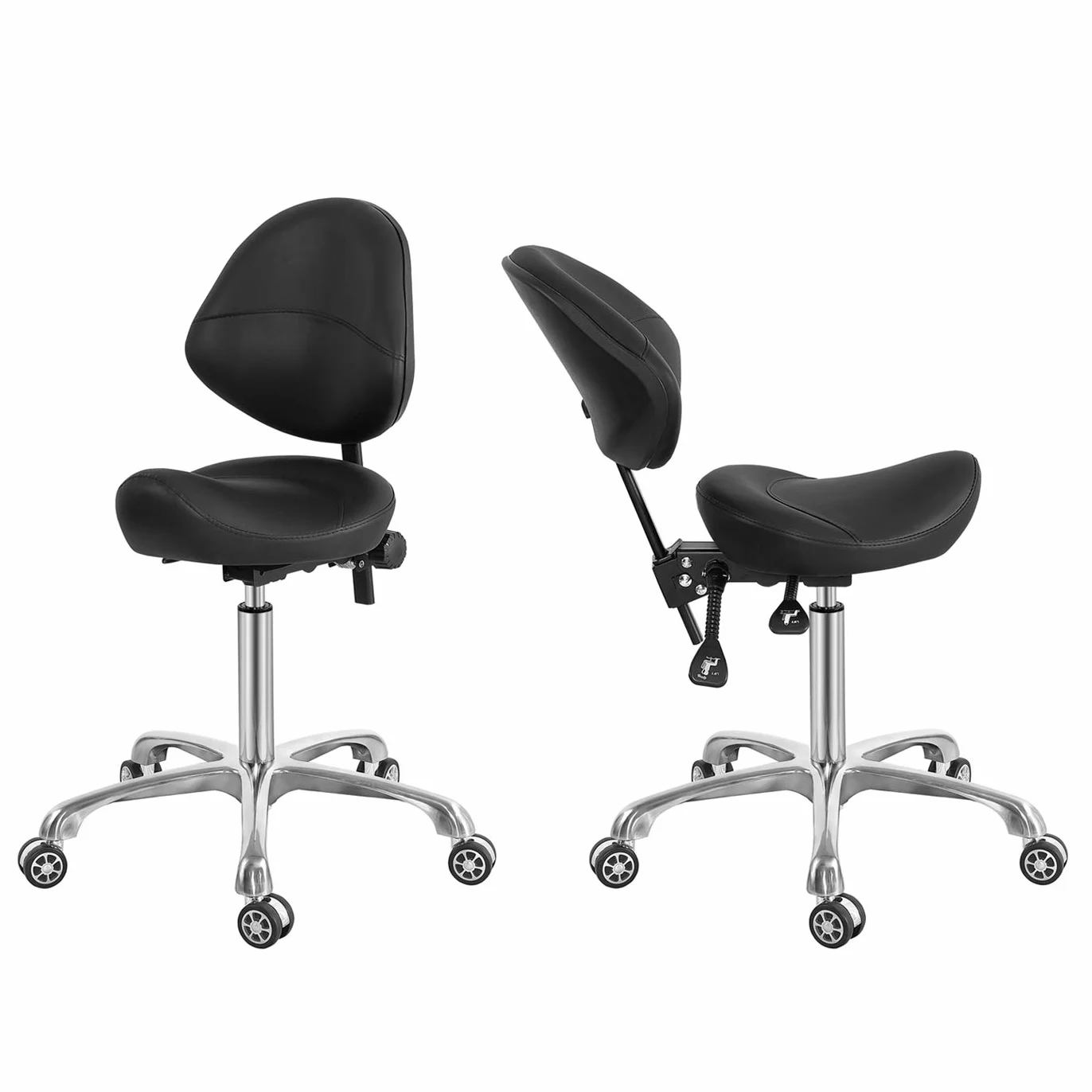 Silla giratoria hidráulica ajustable con soporte trasero 350 libras para salón spa masaje hogar oficina negro