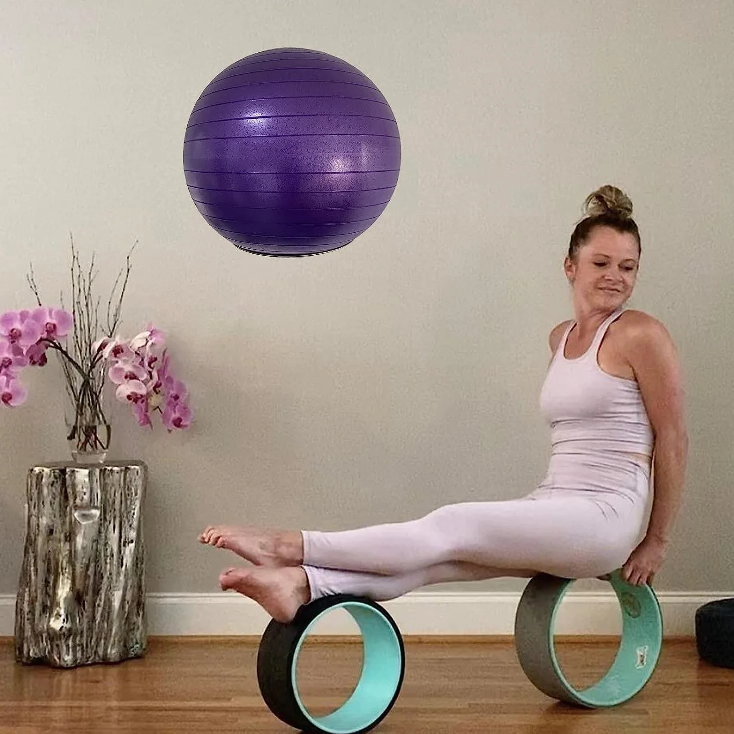 Soporte de bola de ejercicio de acero inoxidable montado en la pared, estante de almacenamiento resistente para bolas de yoga, soporte de exhibición de bolas de estabilidad