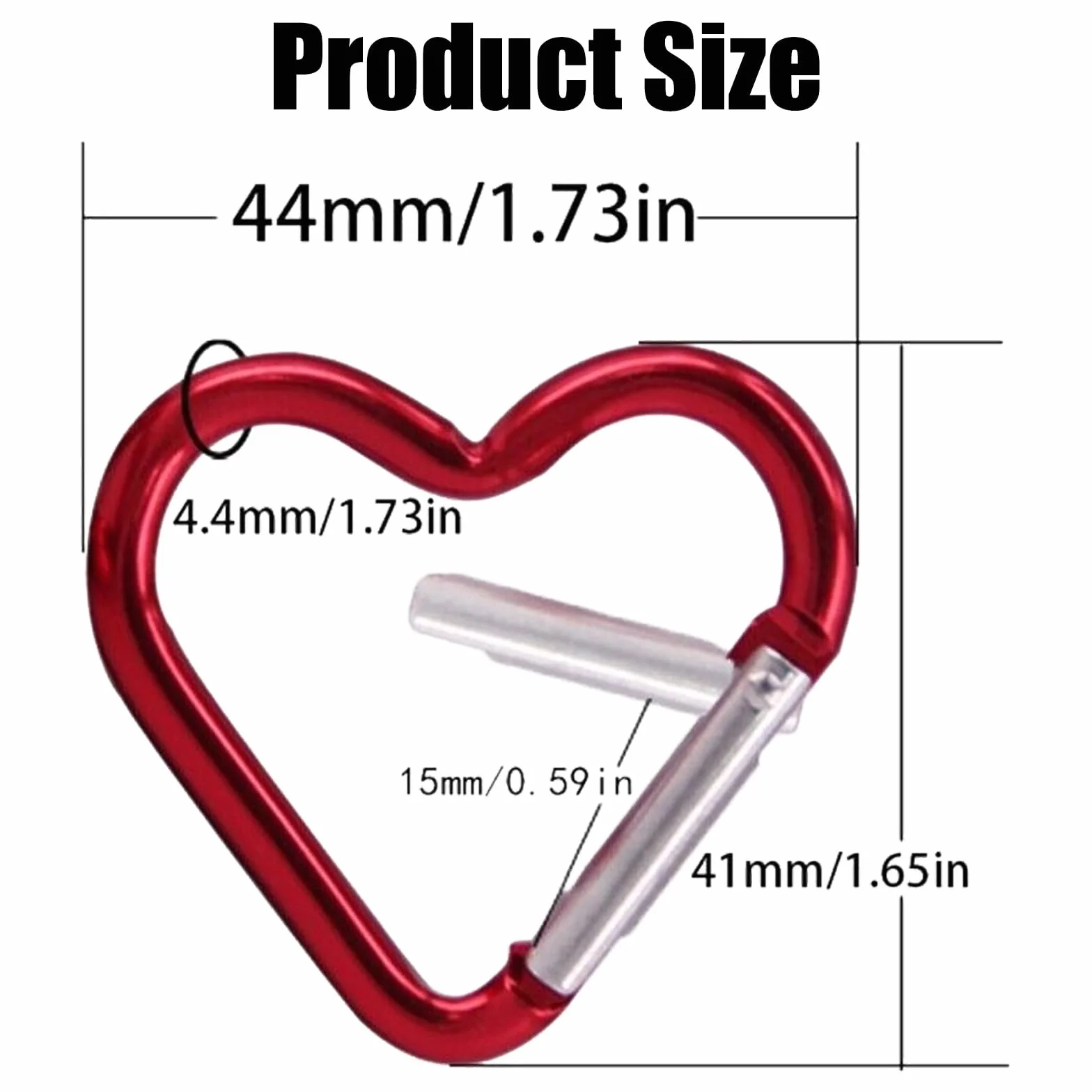 Mosquetón de Corazón,Mosquetón en Forma de Corazón,Mosquetones de Aluminio con Forma de corazón,Hebilla pequeña Multifuncional de 20 Piezas, Duradera, no se oxida fácilmente