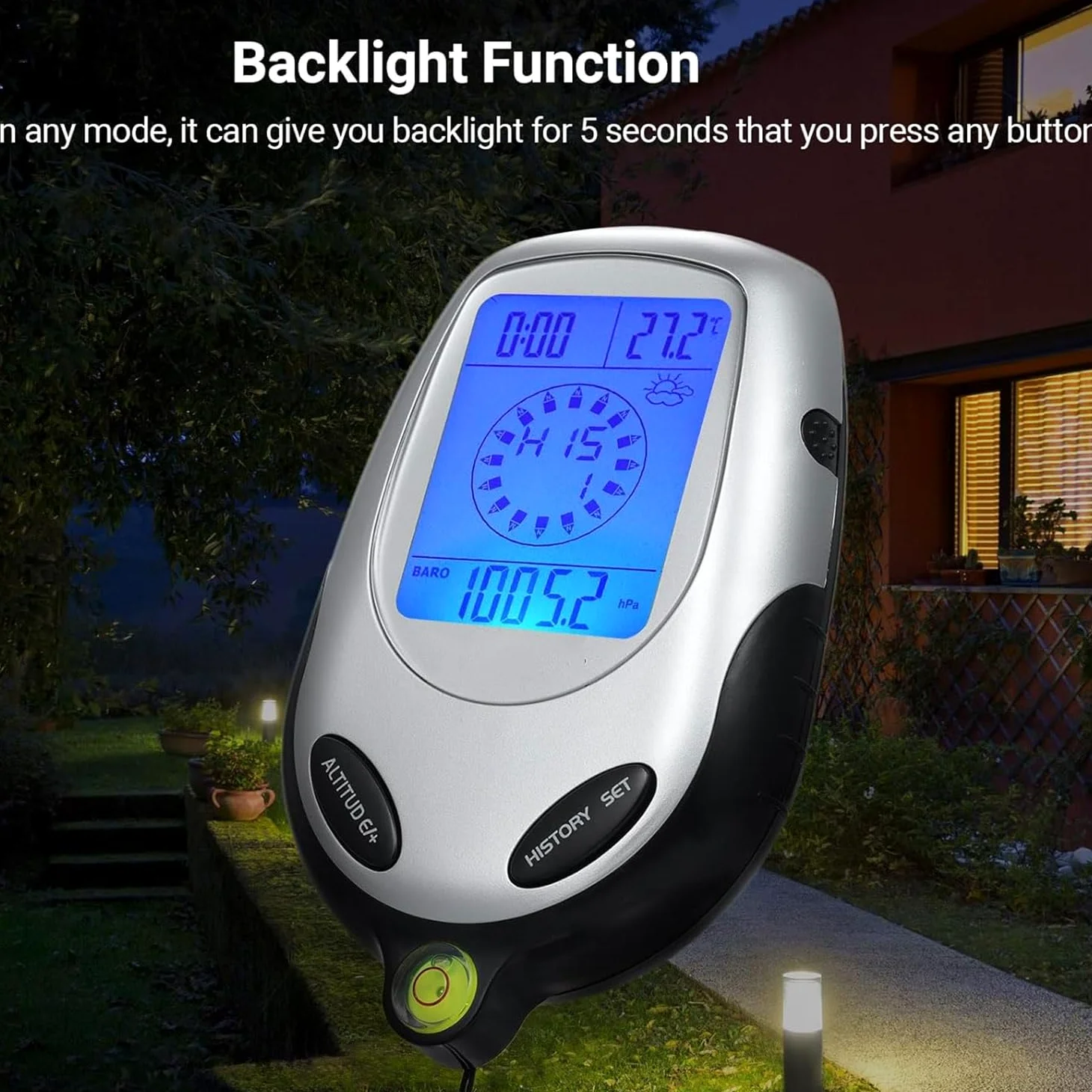 Altímetro Electrónico Multifuncional, Brújula Barómetro Termómetro Pronóstico del Tiempo Calendario Reloj con Retroiluminación Súper Brillante, para Deportes Al Aire Libre Escalada De Montaña