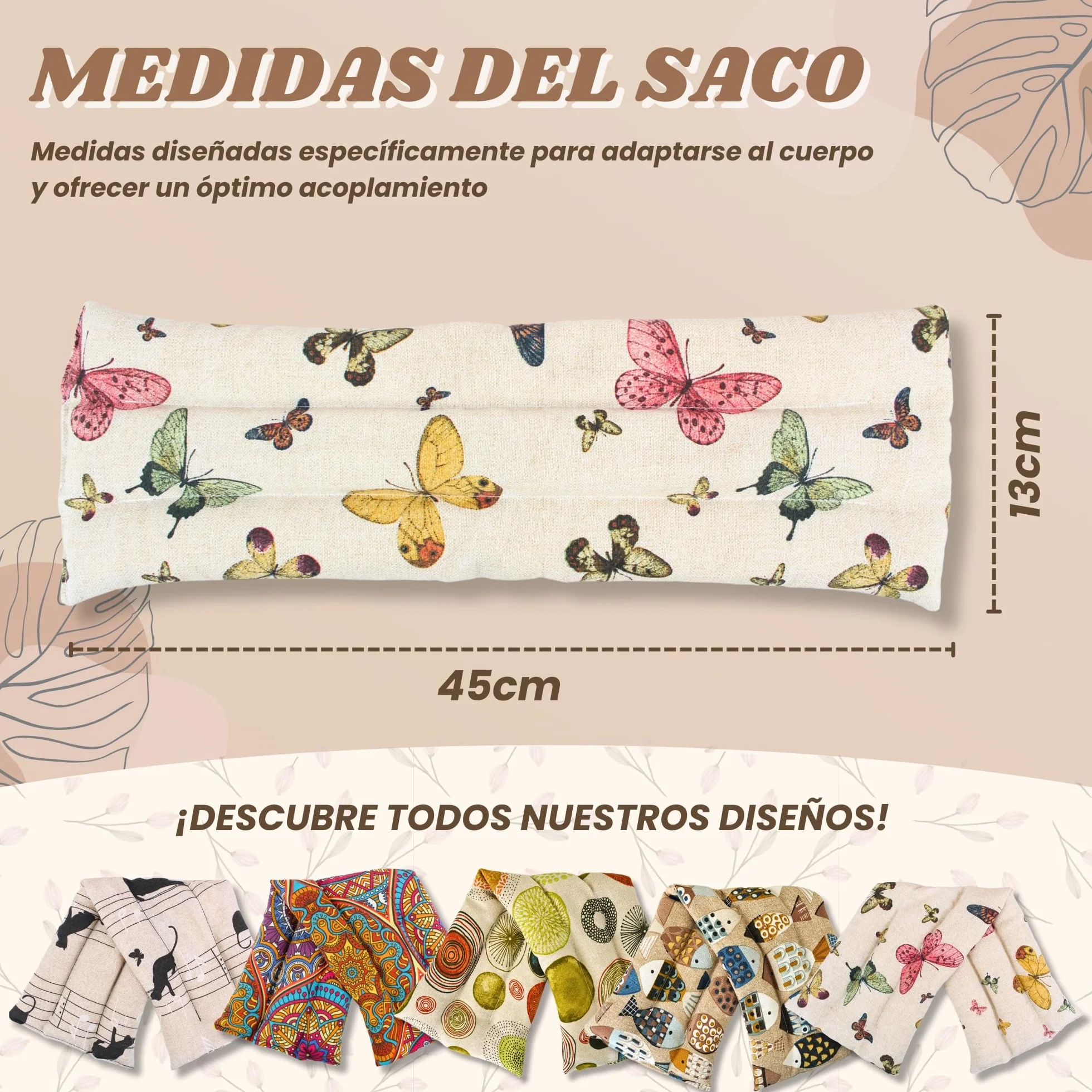 Saco Térmico Semillas Microondas 45x14cm - Bolsa Calor Mijo Ecológico Fabricado España
