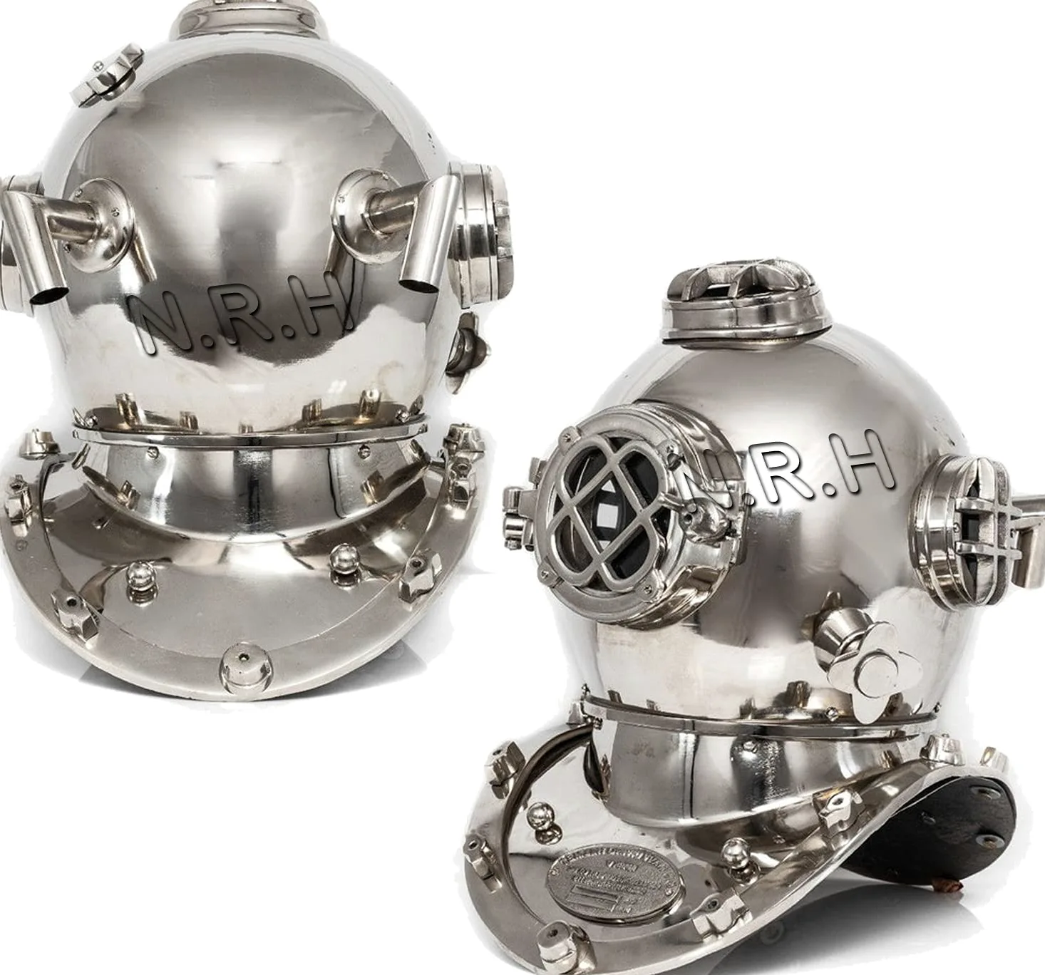Casco de buceo Hemet de 18 pulgadas con acabado cromado