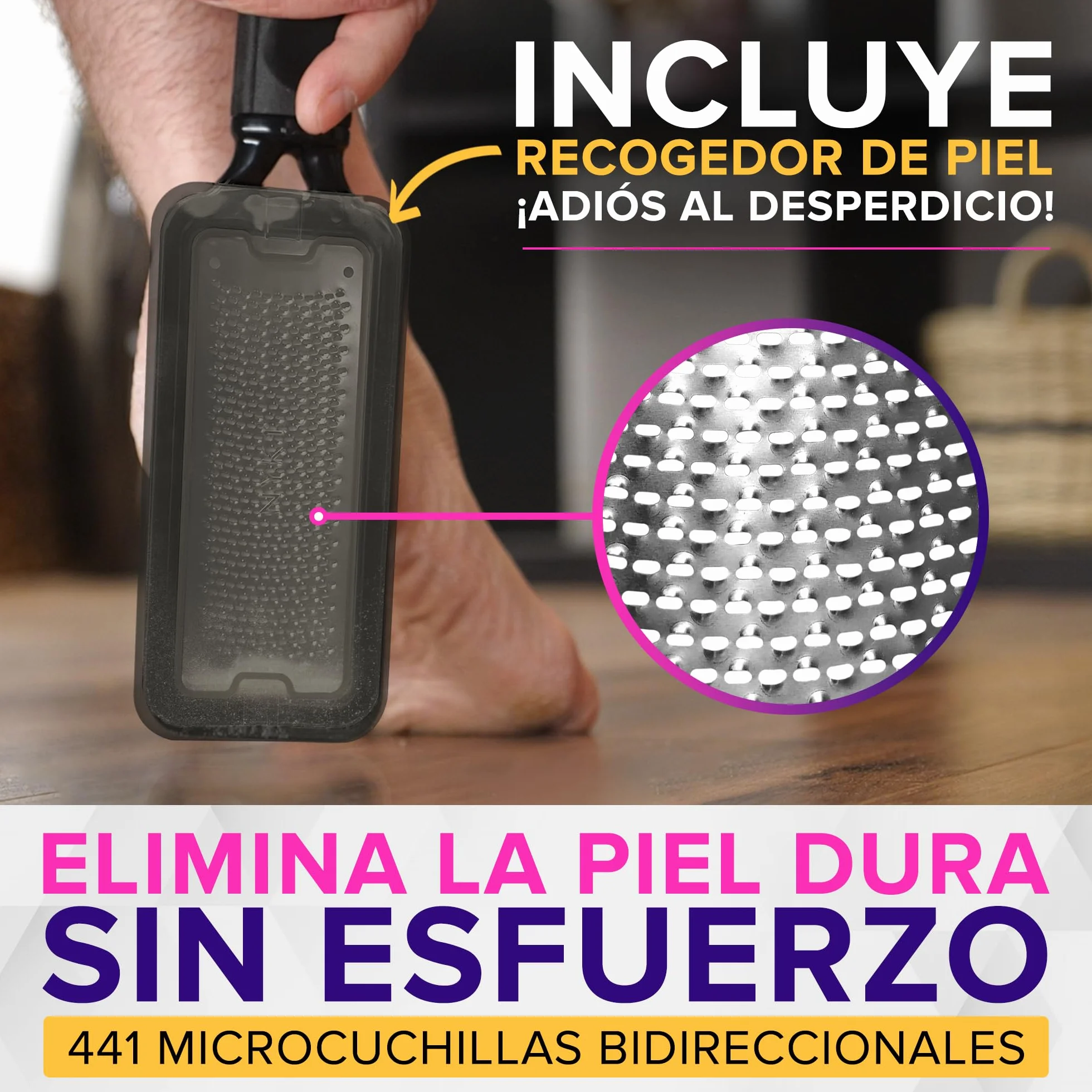 Lima Pies Durezas A PRUEBA DE ÓXIDO Con Recogedor Tamaño XL Removedor De Callos Uso En Seco Y Húmedo Quita Durezas Agarre Antideslizante